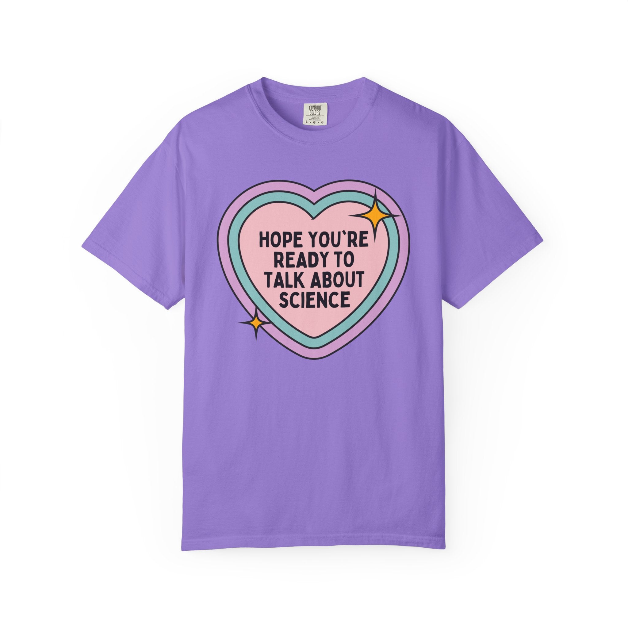 Science Teacher Tee Shirt for Middle School Science Teacher, High School Teacher Appreciation Gift, Groovy Retro Heart, Biology Professor - Opal and June