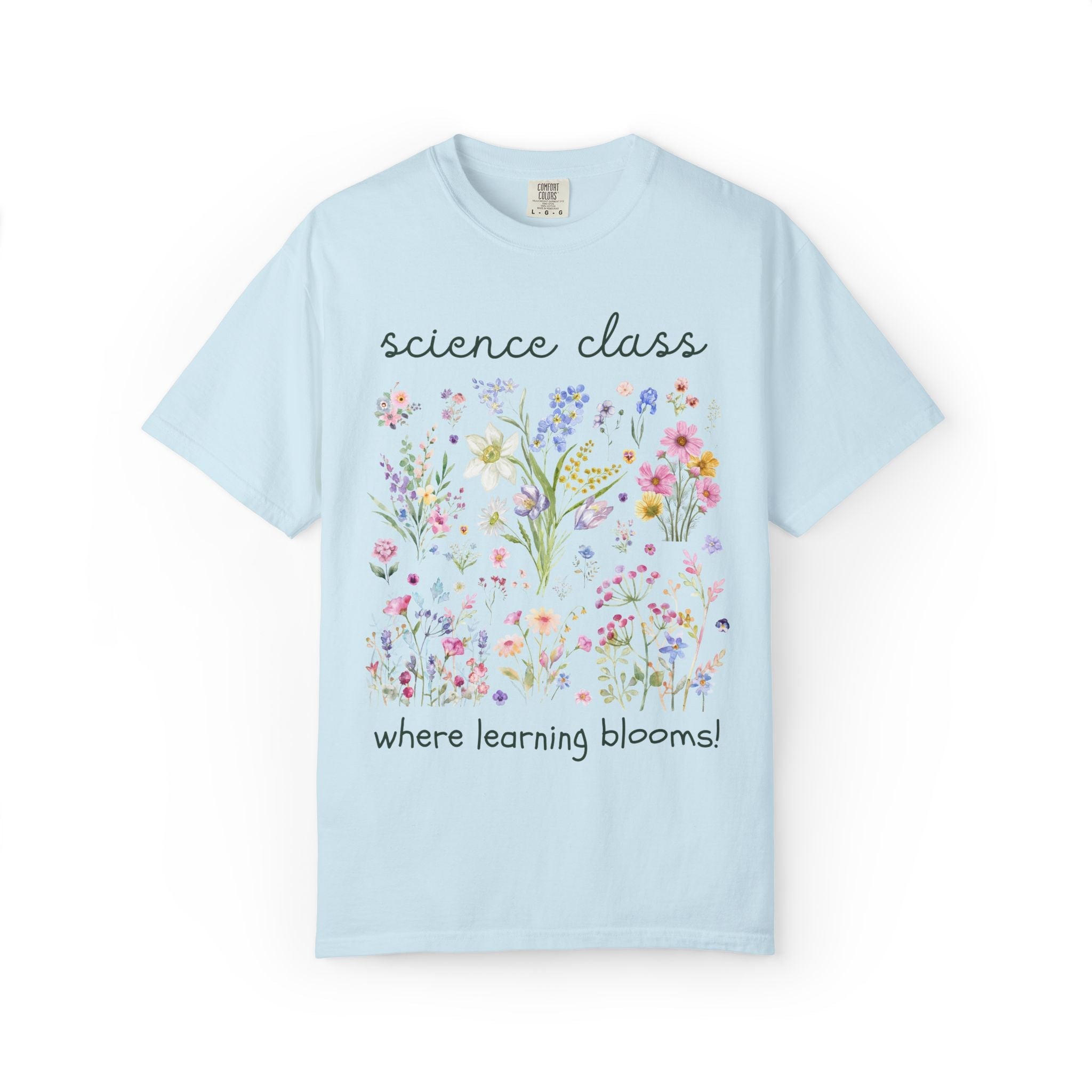 Science Teacher Vintage Botanical Tee Shirt: Where Learning Blooms! | Boho Cottagecore Matching Fairycore T-Shirt with Pressed Flowers, Soft Girl Style - Opal and June
