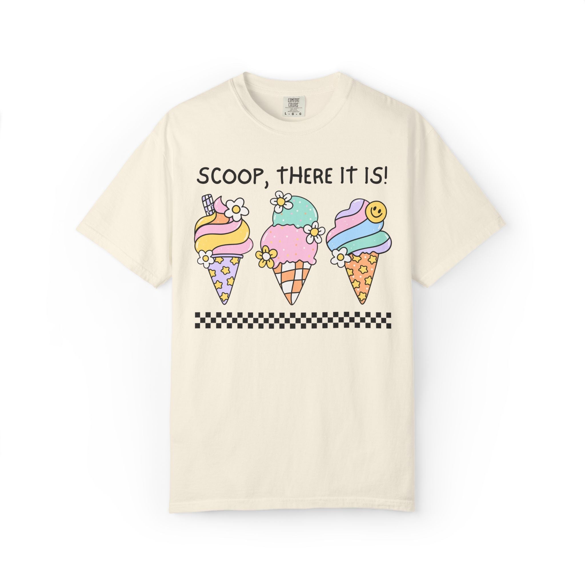 Scoop There it is: Cute Ice Cream Lover T-Shirt for Summer, Vintage Aesthetic 90s Throwback Tee with Flowers, Colorful Maximalist Dessert - Opal and June