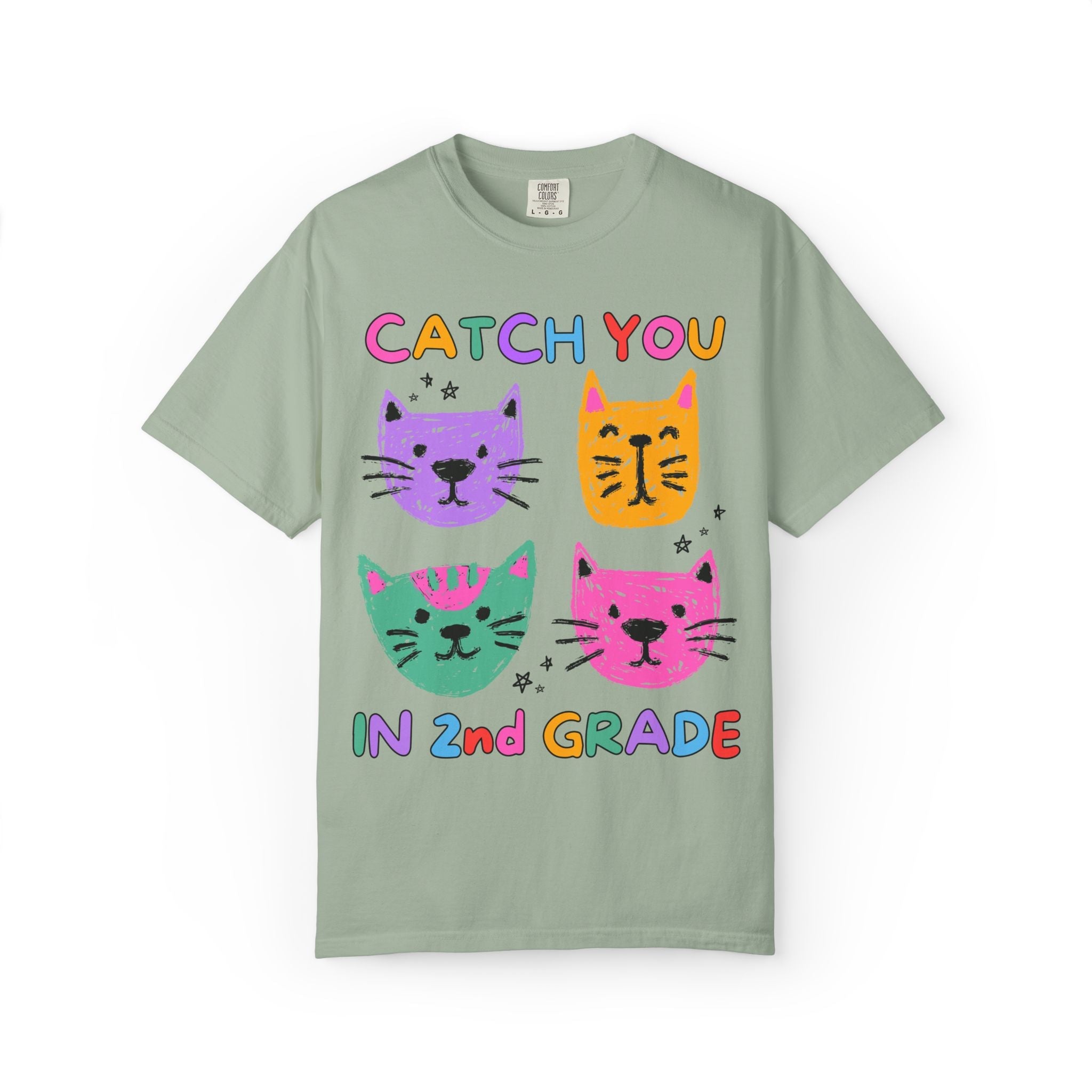 Second Grade Cat Lover Tee Shirt: Catch You in 2nd Grade | Cute Matching Teacher T-Shirt for Back to School or New School Year, Animal Lover - Opal and June