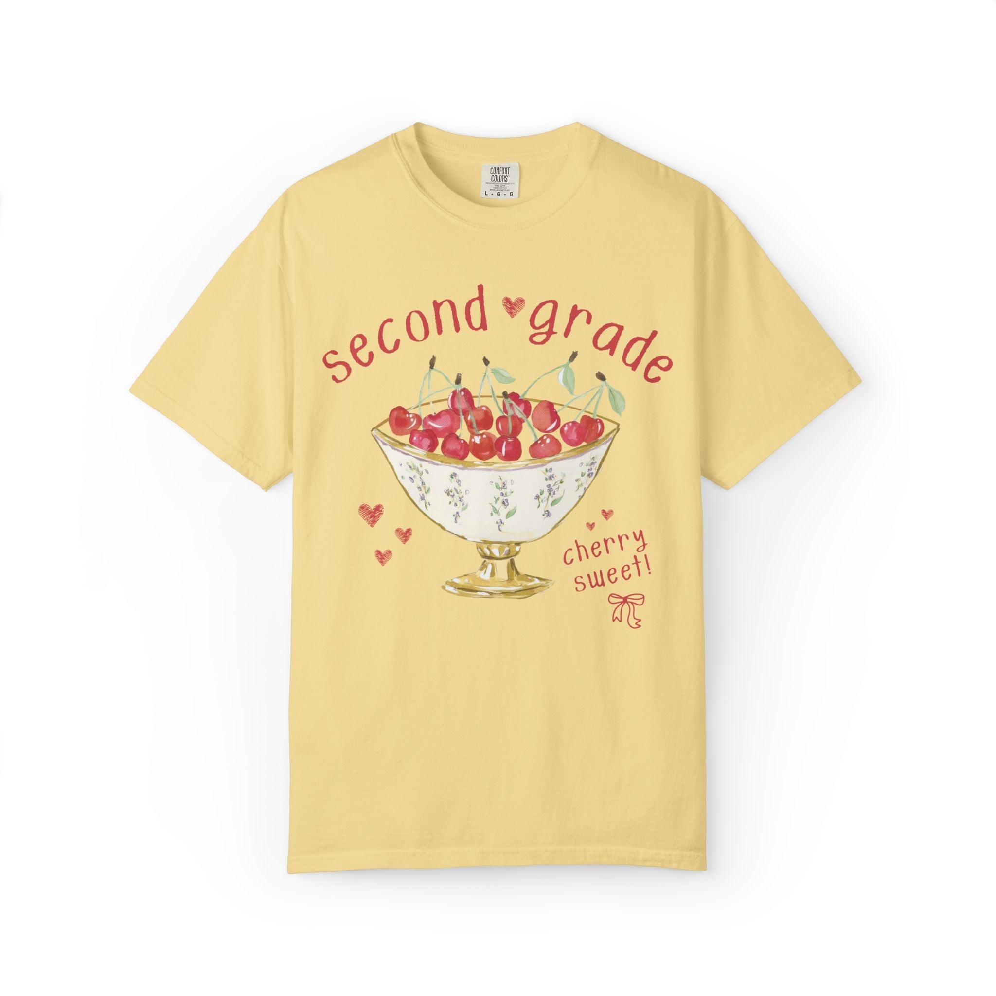 Second Grade: Cherry Sweet! | Cute Fruit Lover Back to School T-Shirt, Matching Teacher Team Tee with Soft Girl Style Cottagecore Aesthetic - Opal and June