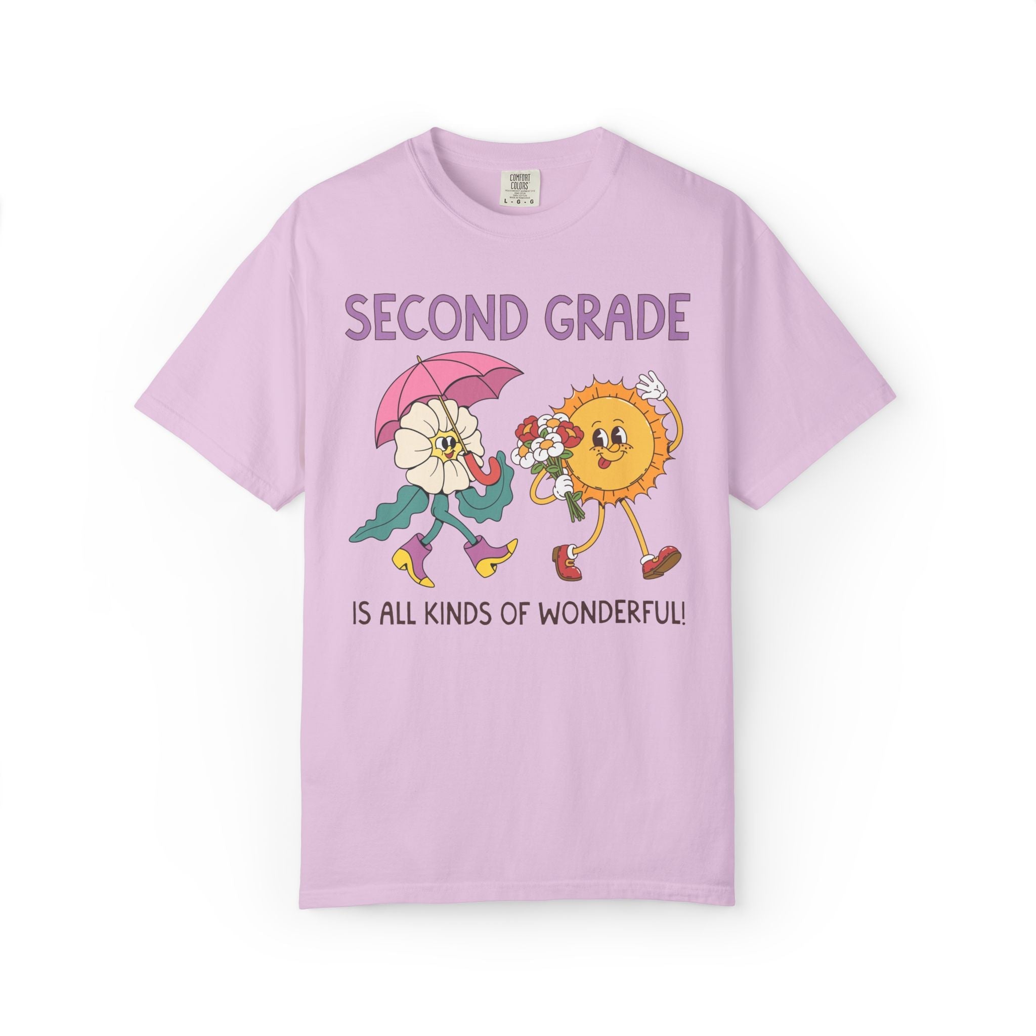 Second Grade is All Kinds of Wonderful Teacher Team Tee Shirt for Back to School: Cute New School Year T-Shirt, First Year Teacher or Para - Opal and June