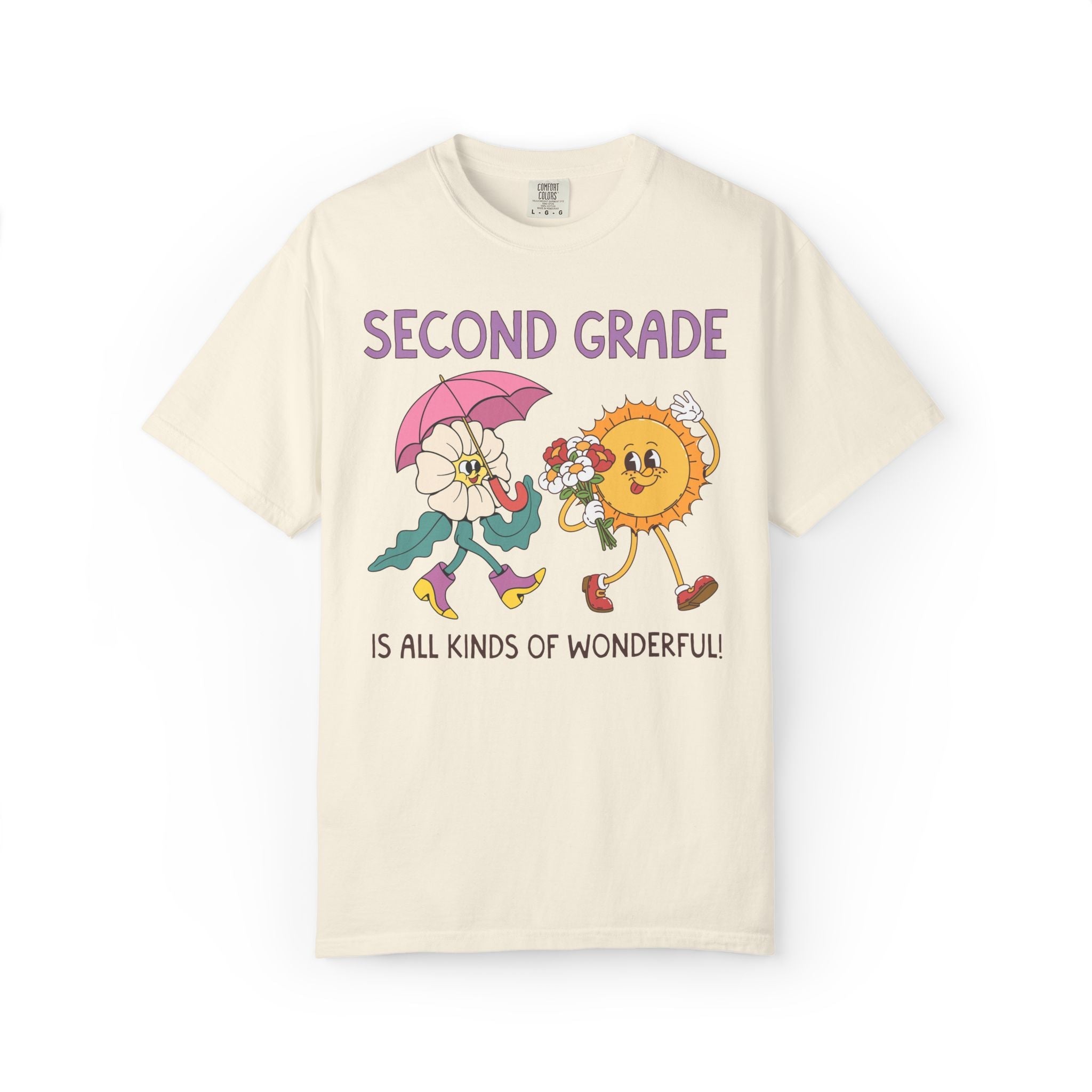 Second Grade is All Kinds of Wonderful Teacher Team Tee Shirt for Back to School: Cute New School Year T-Shirt, First Year Teacher or Para - Opal and June