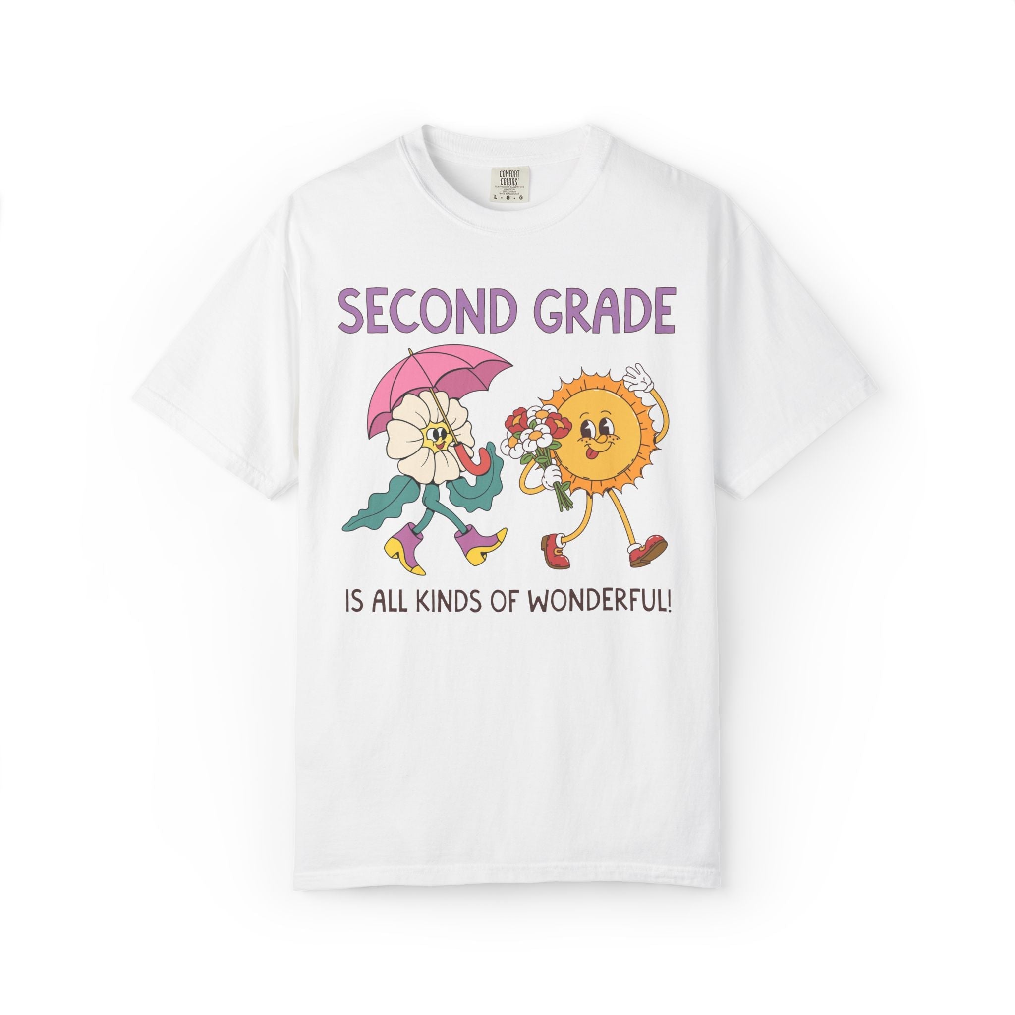 Second Grade is All Kinds of Wonderful Teacher Team Tee Shirt for Back to School: Cute New School Year T-Shirt, First Year Teacher or Para - Opal and June