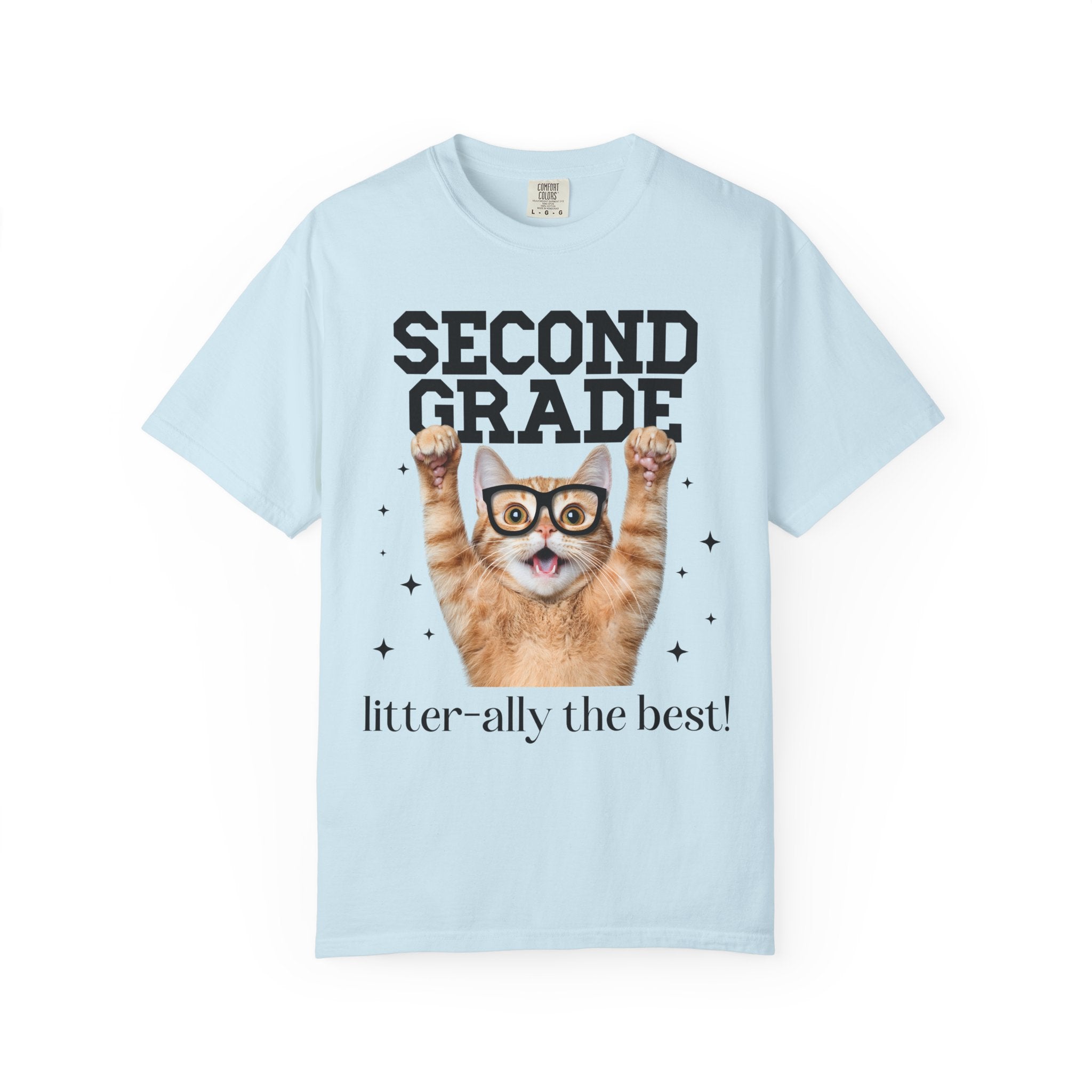 Second Grade Teacher Cat Lover Tee Shirt for Back to School, Funny Saying Cat Mom or Cat Dad Gift, First Day of School Teacher Team Shirt - Opal and June