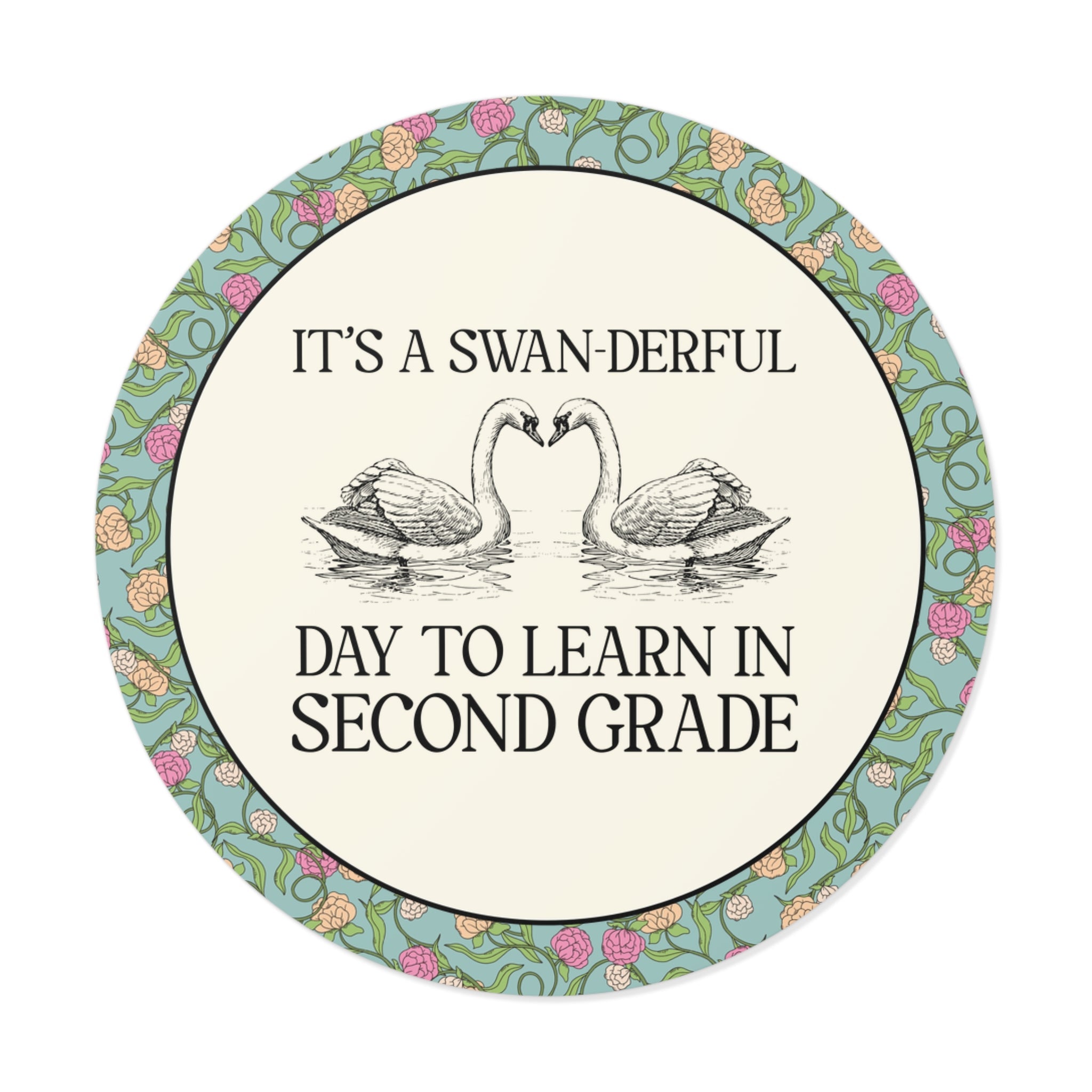 Second Grade Teacher Cottagecore Swan Sticker: It's a Swan-derful Day to Learn - Opal and June