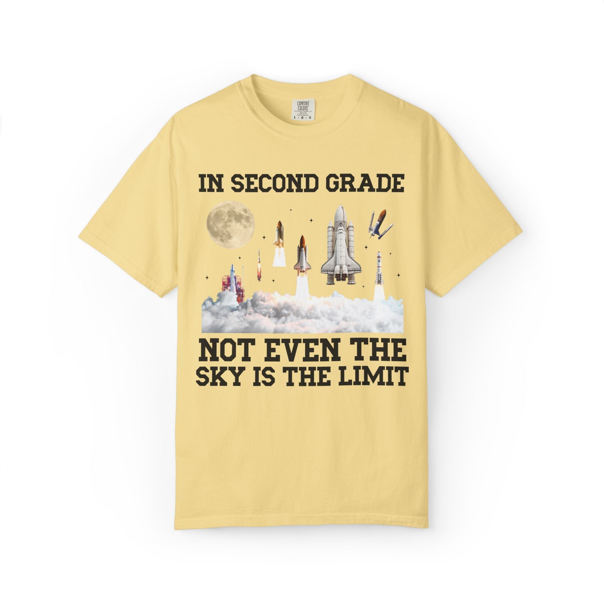 Second Grade Teacher Space Lover Tee Shirt with Rocket Ships - Opal and June