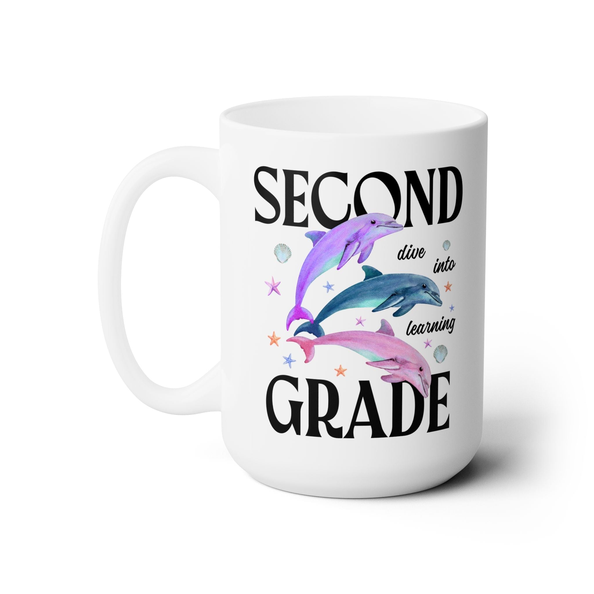 Second Grade Teacher Team Coffee Mug with Dolphins: Dive Into Learning - Opal and June