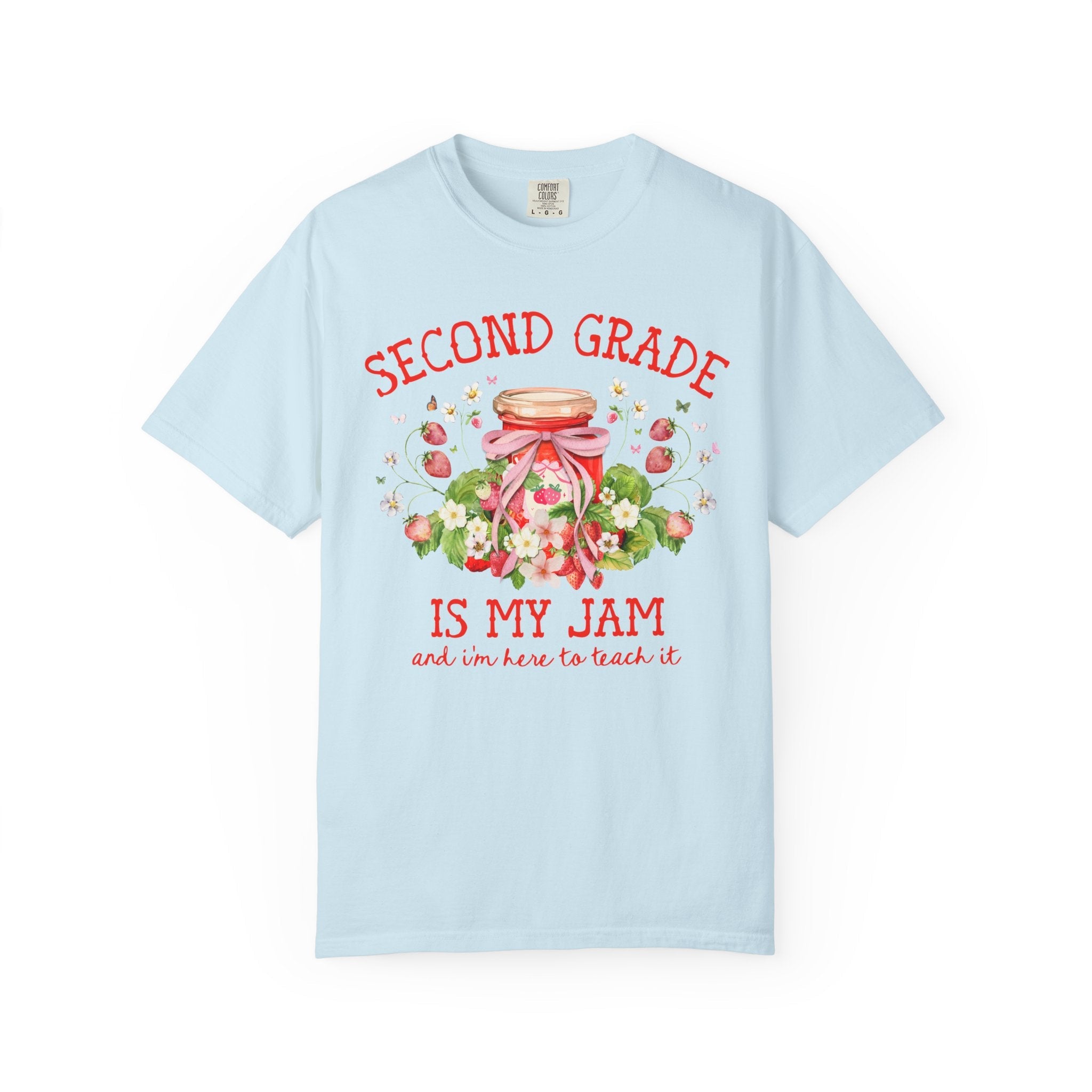 Second Grade Teacher Tee Shirt with Strawberries: Second Grade is My Jam, Matching Back to School, Meet the Teacher T-Shirt, 2nd Grade Crew - Opal and June