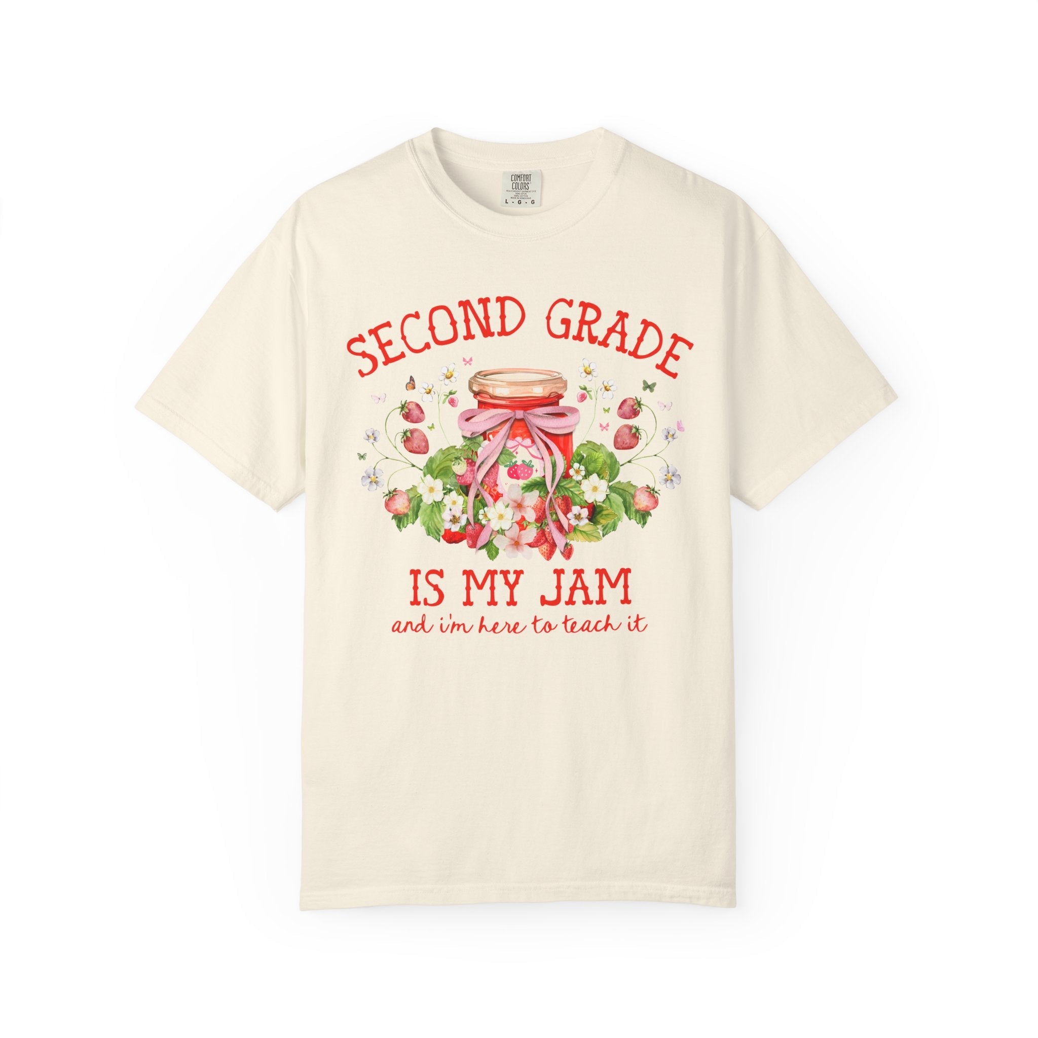 Second Grade Teacher Tee Shirt with Strawberries: Second Grade is My Jam, Matching Back to School, Meet the Teacher T-Shirt, 2nd Grade Crew - Opal and June