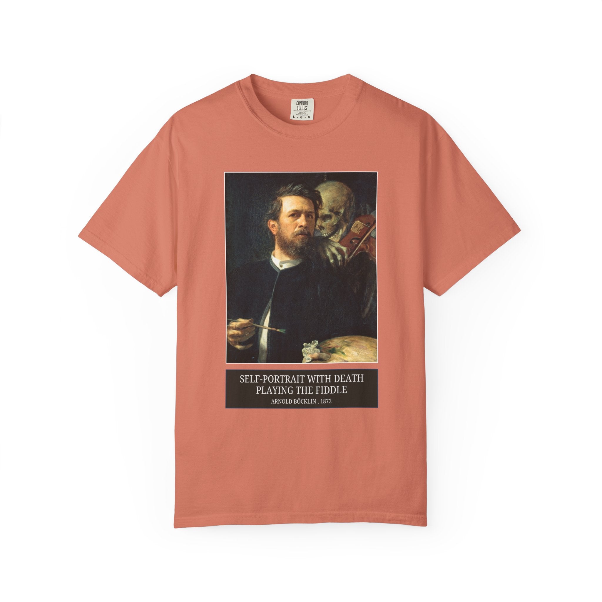 Self - Portrait with Death Playing the Fiddle by Arnold Bocklin, European Art History T-Shirt, Famous 19th Century Paintings, Symbolist Art - Opal and June