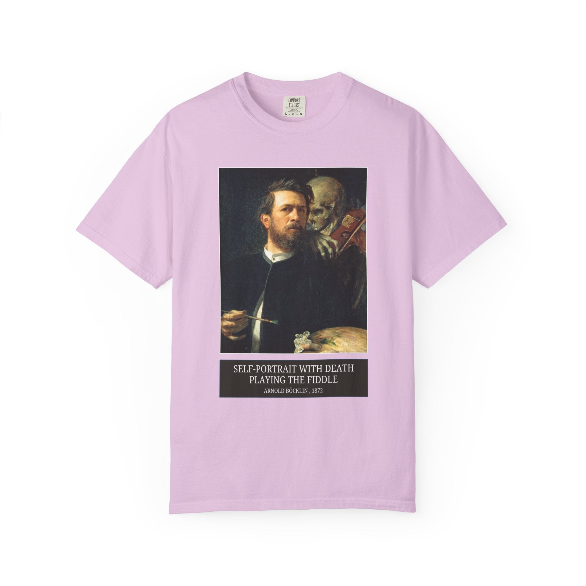 Self - Portrait with Death Playing the Fiddle by Arnold Bocklin, European Art History T-Shirt, Famous 19th Century Paintings, Symbolist Art - Opal and June