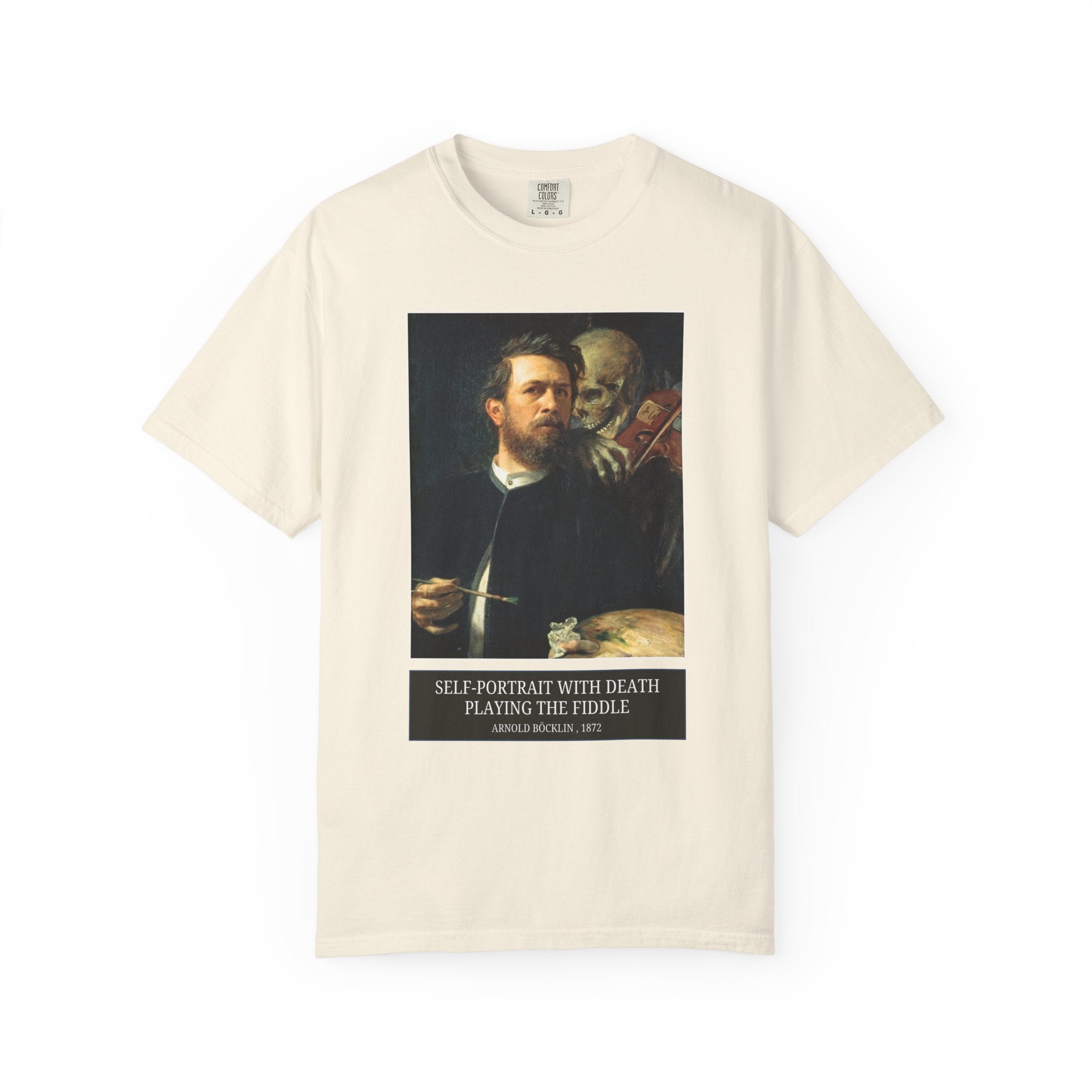 Self - Portrait with Death Playing the Fiddle by Arnold Bocklin, European Art History T-Shirt, Famous 19th Century Paintings, Symbolist Art - Opal and June