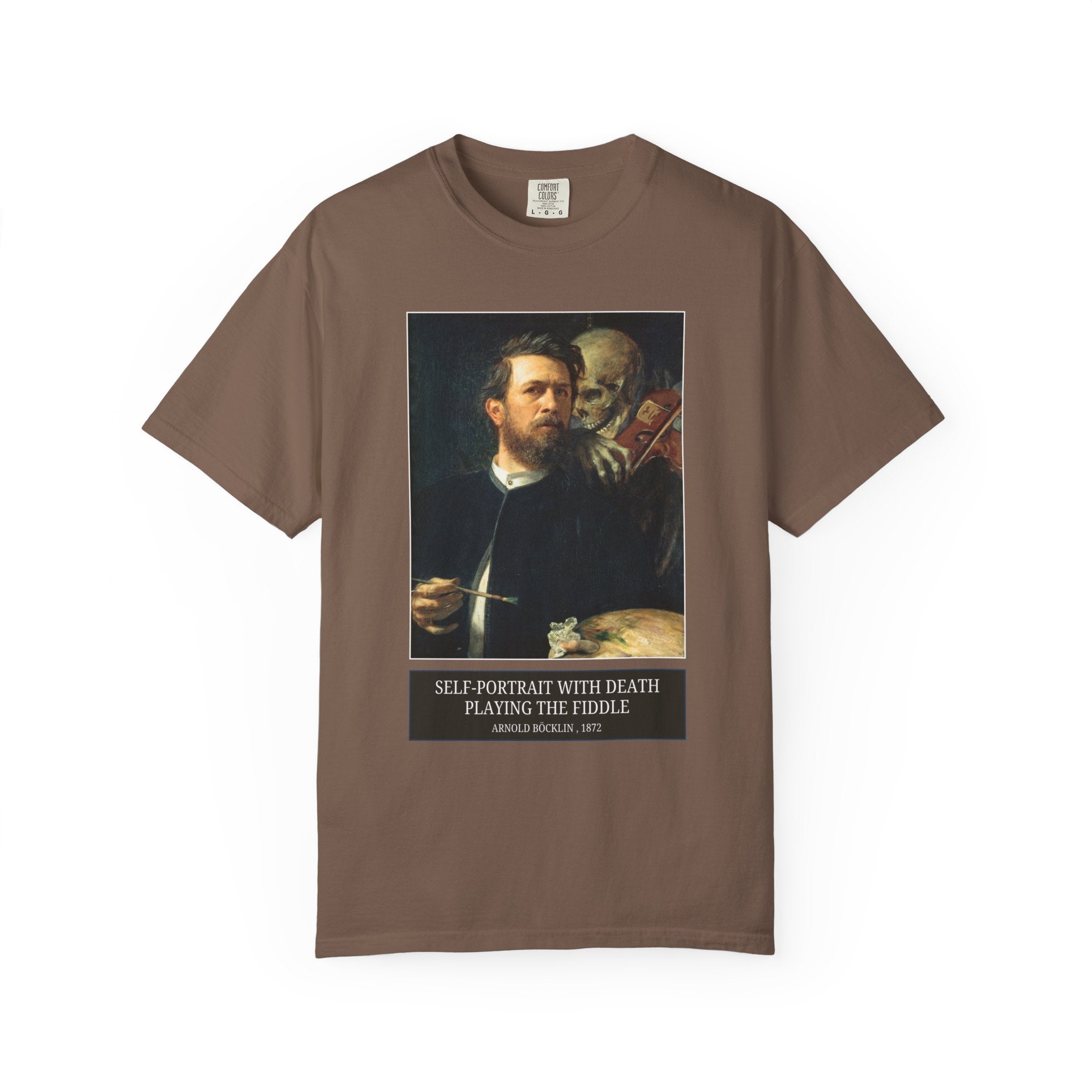 Self - Portrait with Death Playing the Fiddle by Arnold Bocklin, European Art History T-Shirt, Famous 19th Century Paintings, Symbolist Art - Opal and June
