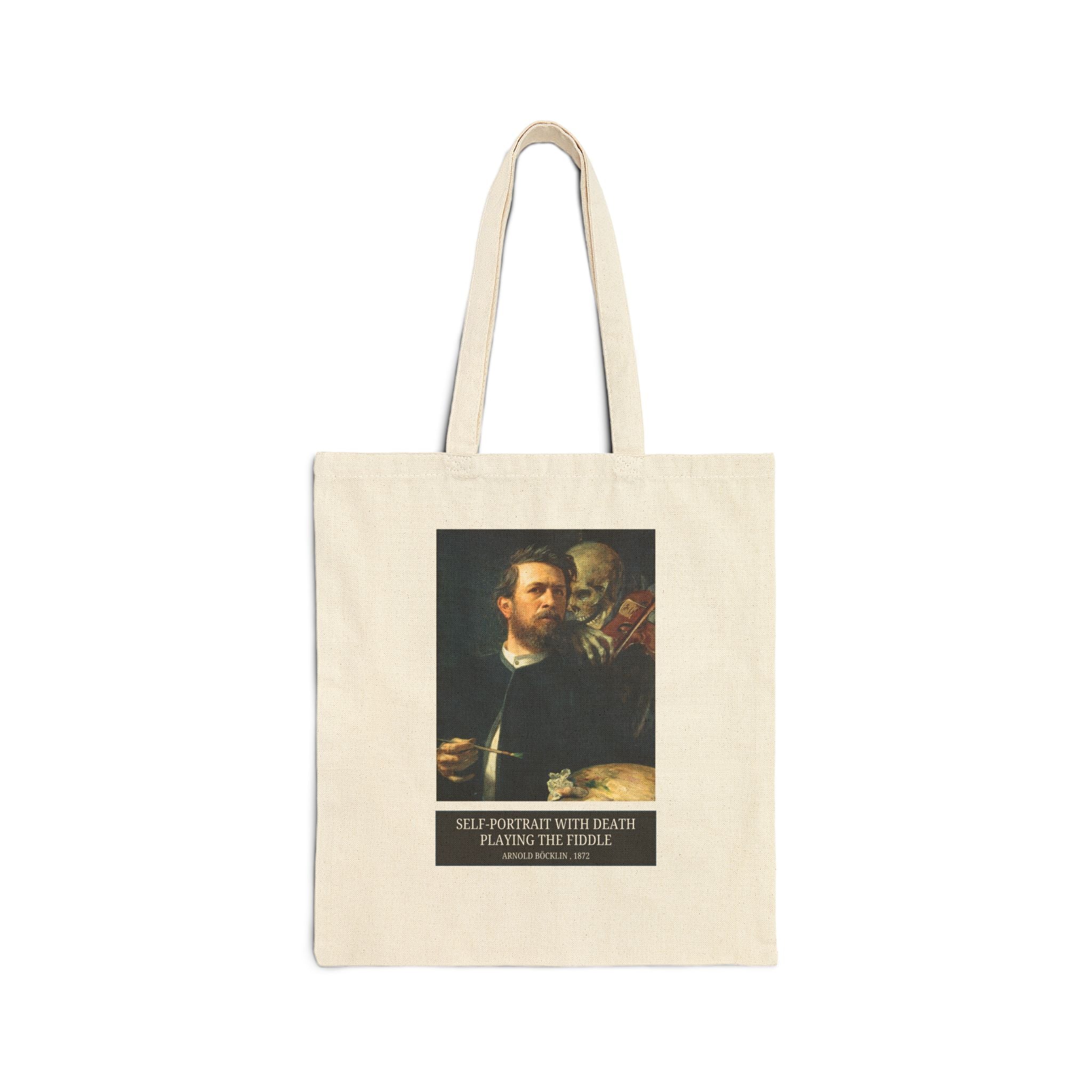 Self - Portrait with Death Playing the Fiddle by Arnold Bocklin, European Art History Tote Bag, Famous 19th Century Paintings, Symbolist Art - Opal and June