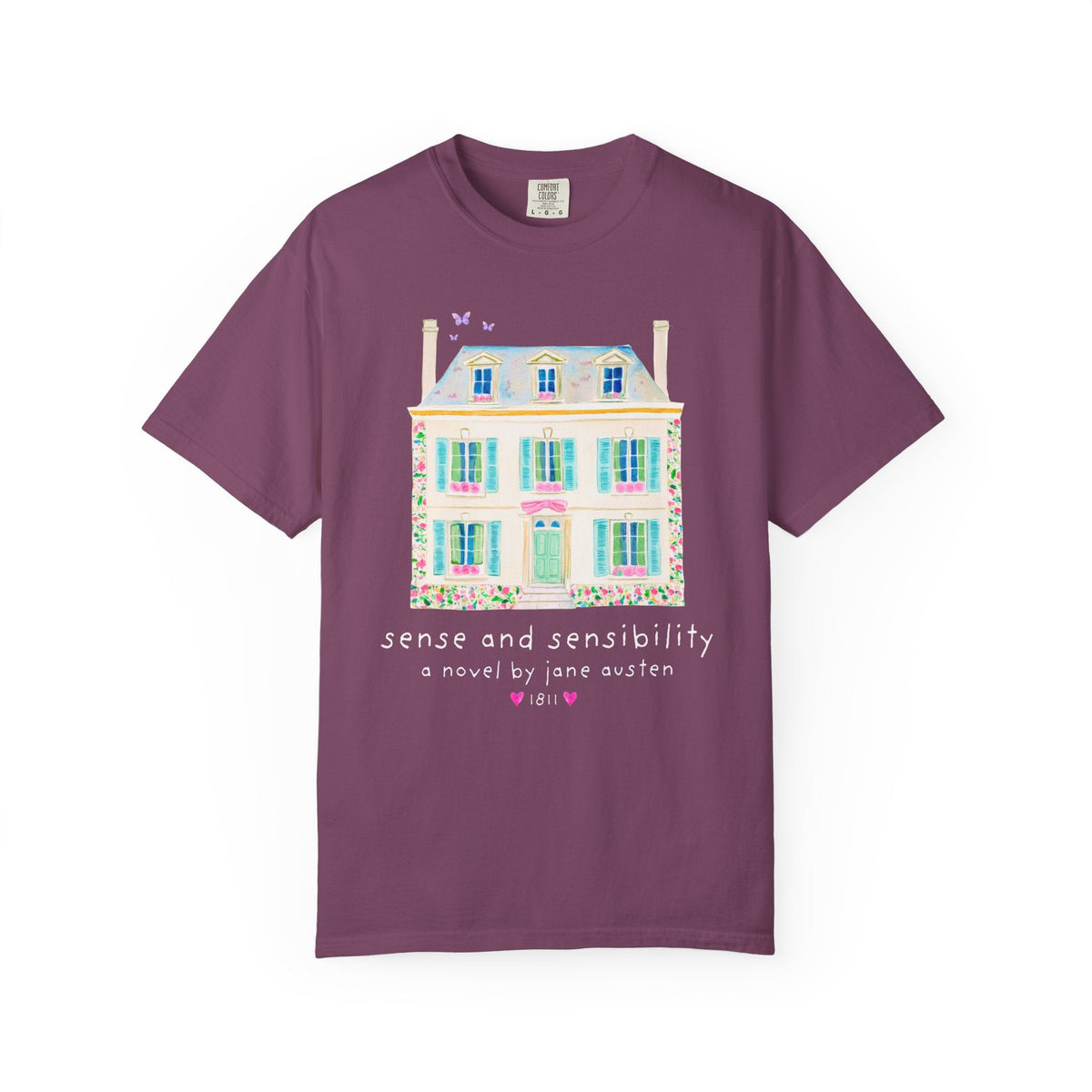 Sense and Sensibility: A Novel by Jane Austen Bookish T-Shirt Classic Literature Bookworm, Regency Era Historical Fiction, Dashwood Sisters - Opal and June