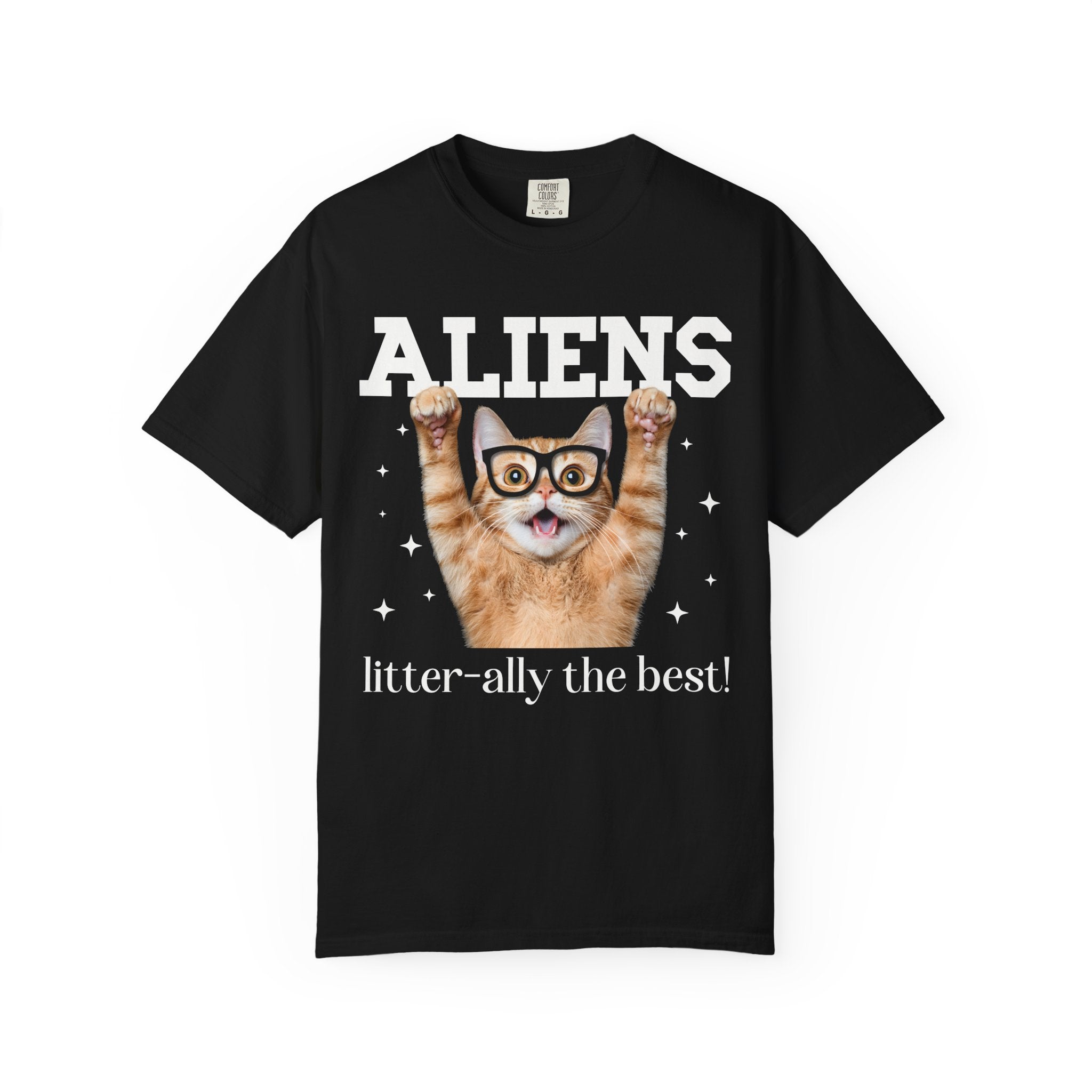 Silly Alien Lover Tee Shirt for Cat Mom or Cat Dad, Funny 90s Aesthetic Cat Lover Gift for Sister Who Loves Paranormal Stories and UFOs - Opal and June