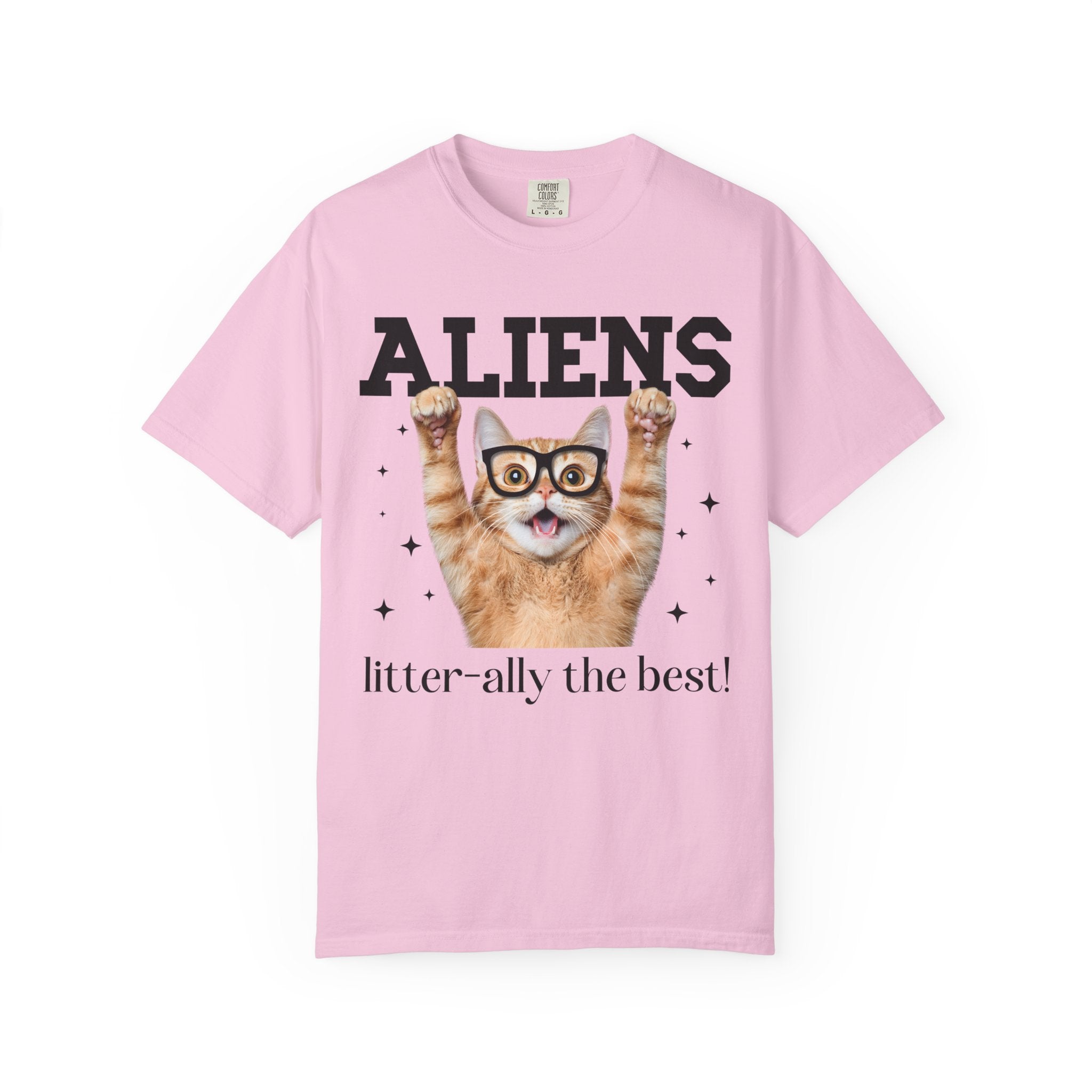Silly Alien Lover Tee Shirt for Cat Mom or Cat Dad, Funny 90s Aesthetic Cat Lover Gift for Sister Who Loves Paranormal Stories and UFOs - Opal and June