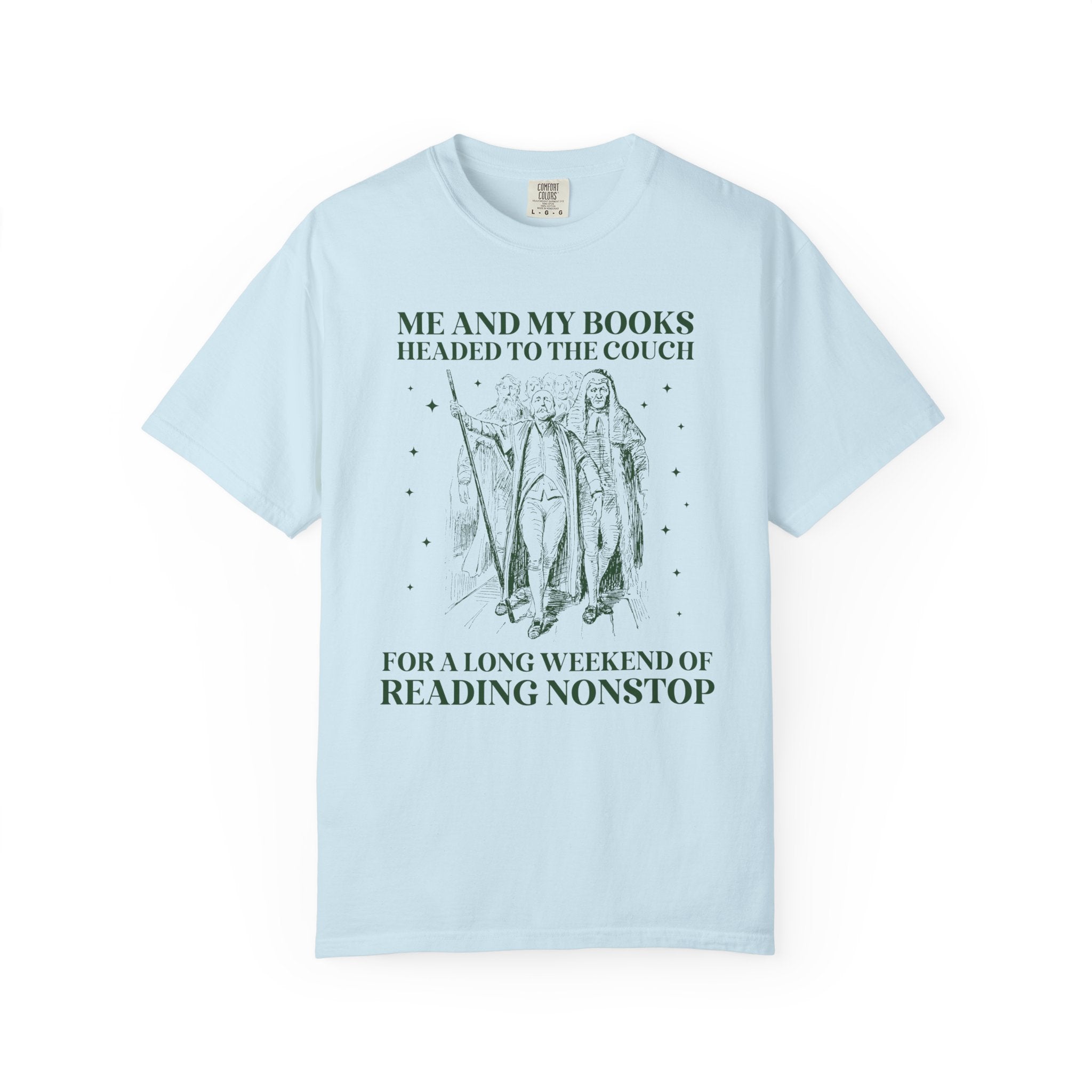 Silly Book Lover Tee Shirt with Stars: Long Weekend of Reading Nonstop, Cute Bookish Gift, Sister Who Loves Books, Classic Literature Reader - Opal and June