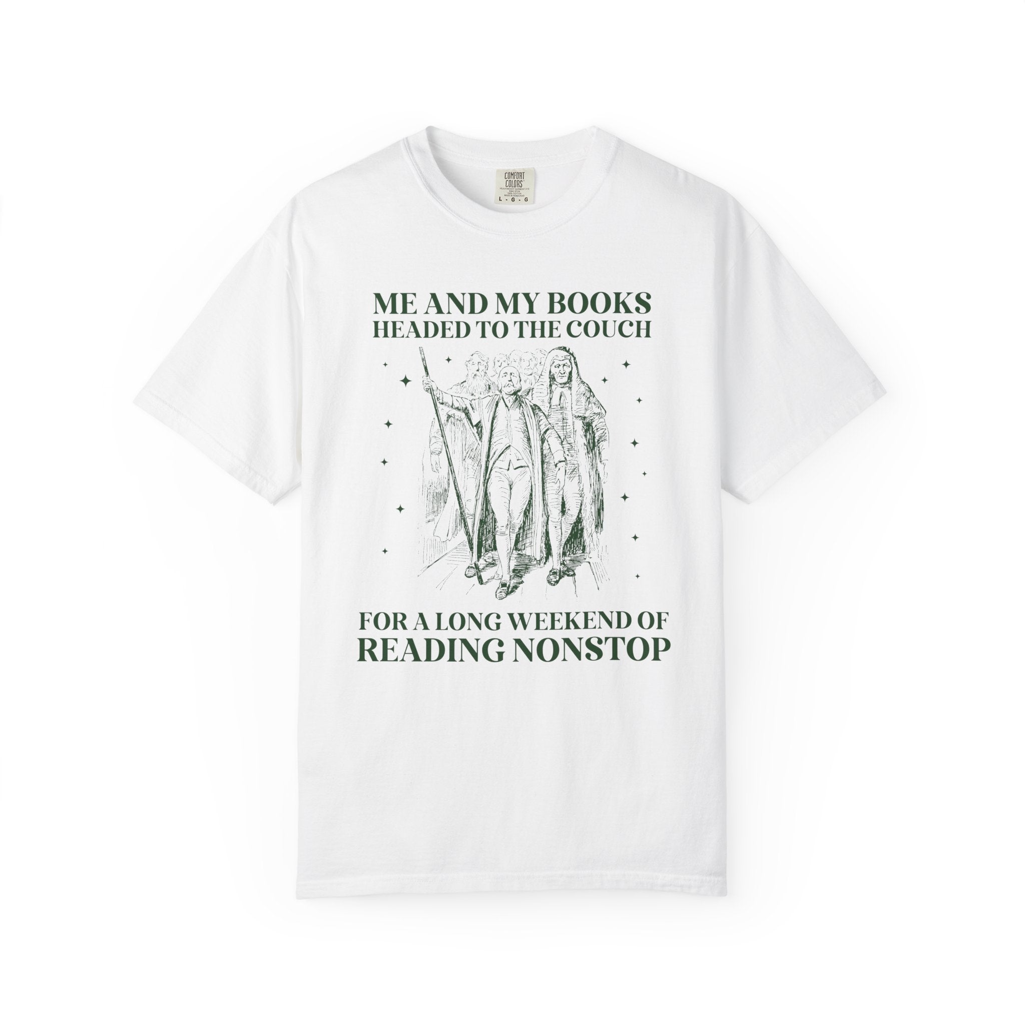 Silly Book Lover Tee Shirt with Stars: Long Weekend of Reading Nonstop, Cute Bookish Gift, Sister Who Loves Books, Classic Literature Reader - Opal and June