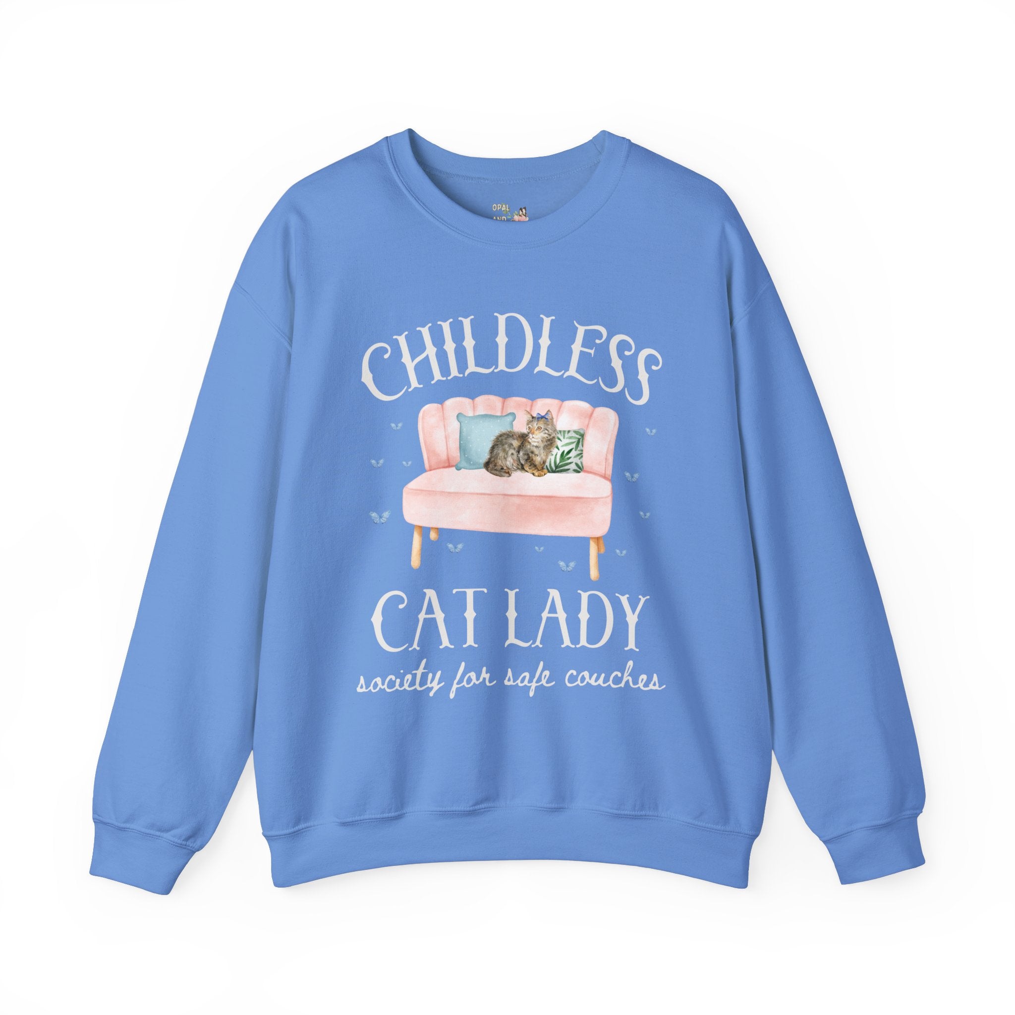 Silly Childless Cat Lady Sweatshirt for Democratic Socialist or Leftist, Adorable Y2K Aesthetic Political Crewneck for Cat Mom or Cat Parent - Opal and June