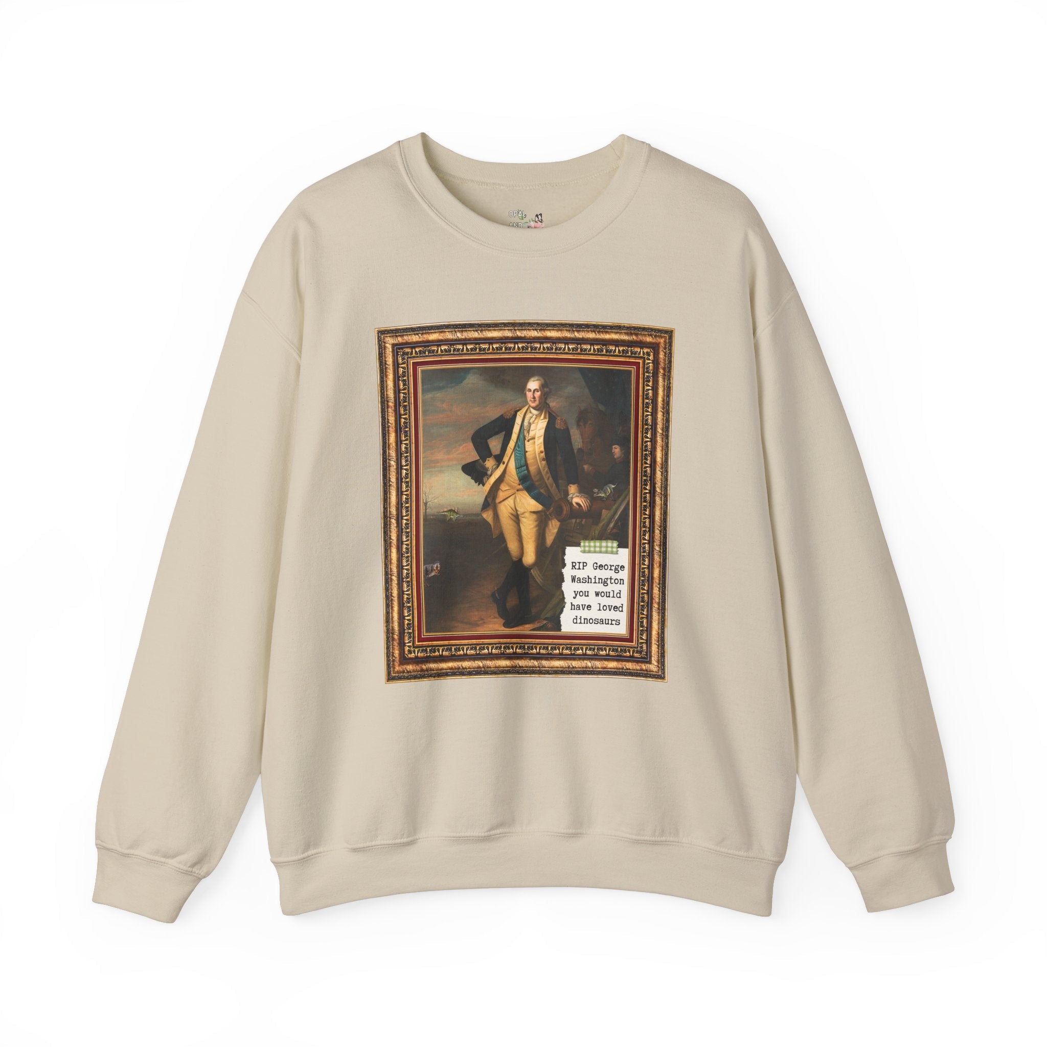 Silly George Washington Sweatshirt for Dinosaur Lover or History Major, Cute Science Teacher Shirt, American Revolution History Buff Gift - Opal and June