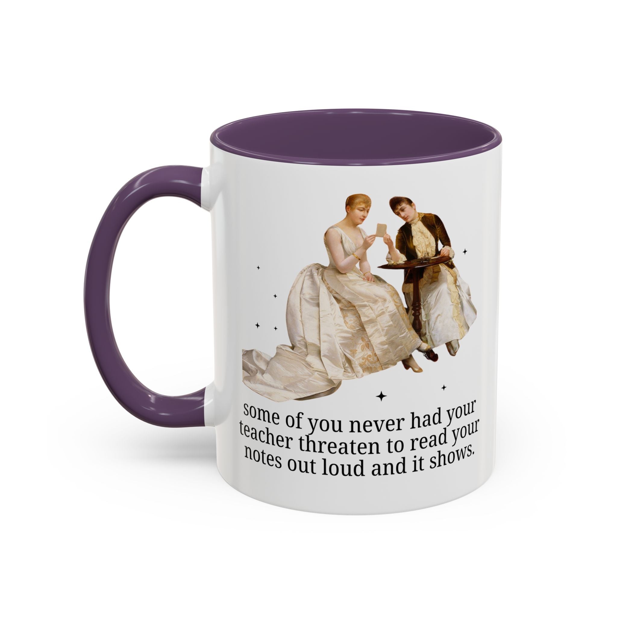 Silly High School Teacher Coffee Mug with Famous Painting of Women, Unhinged Goblincore Middle School Teacher 11 Oz Mug, Art History Mug - Opal and June