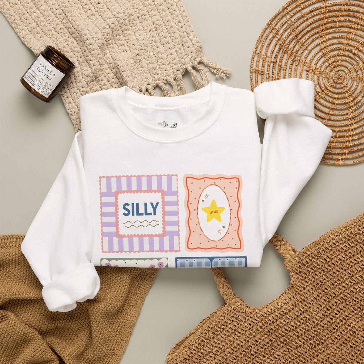 Silly Little Book Lover Sweatshirt with Kitschy and Whimsy Frames, Cute School Librarian or Reading Teacher Crewneck for Bookworm or Reader - Opal and June