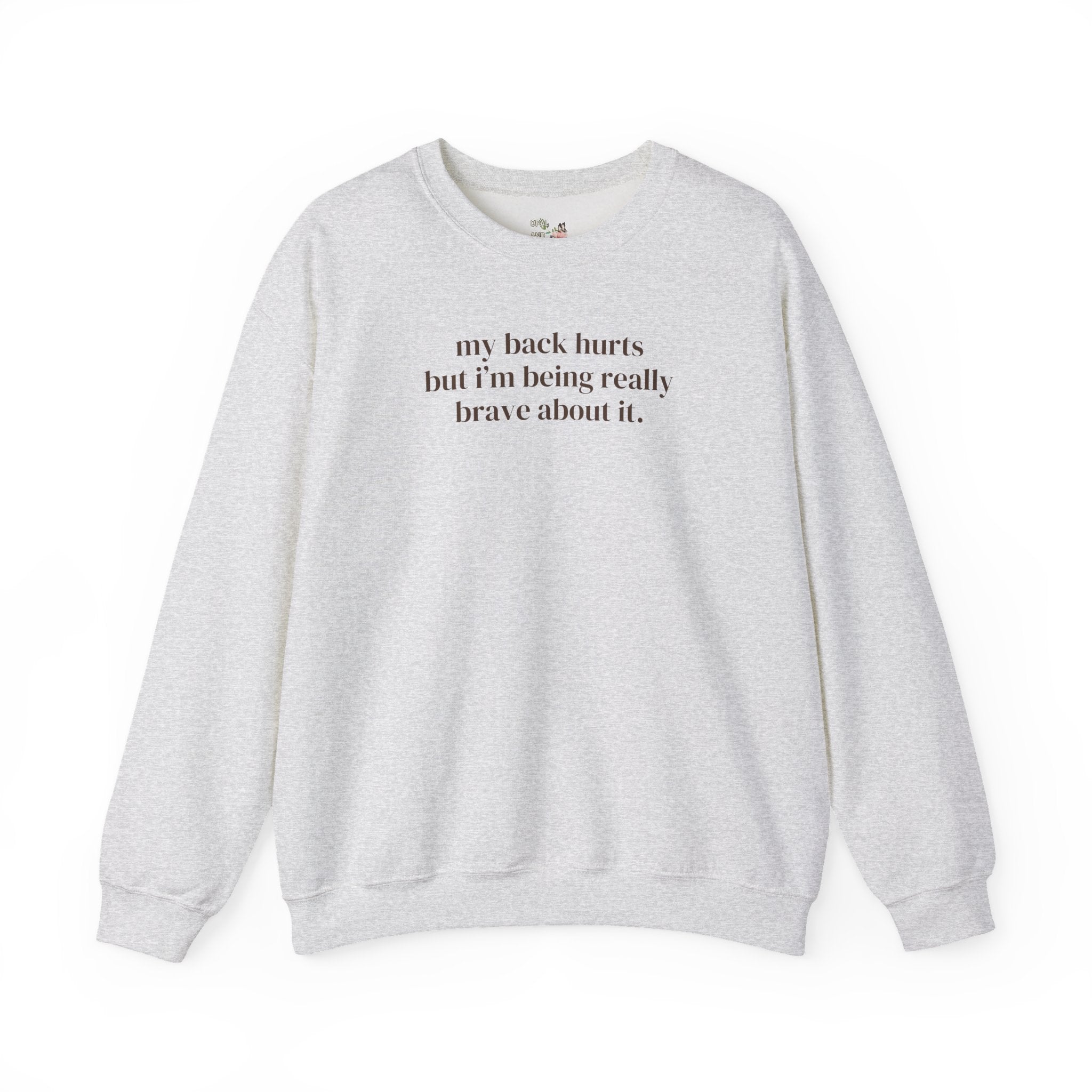 Silly My Back Hurts Sweatshirt, Funny Saying Fibromyalgia Crewneck, Thirty or Fortieth Birthday Gift, Cute Unhinged Mother's Day Present - Opal and June