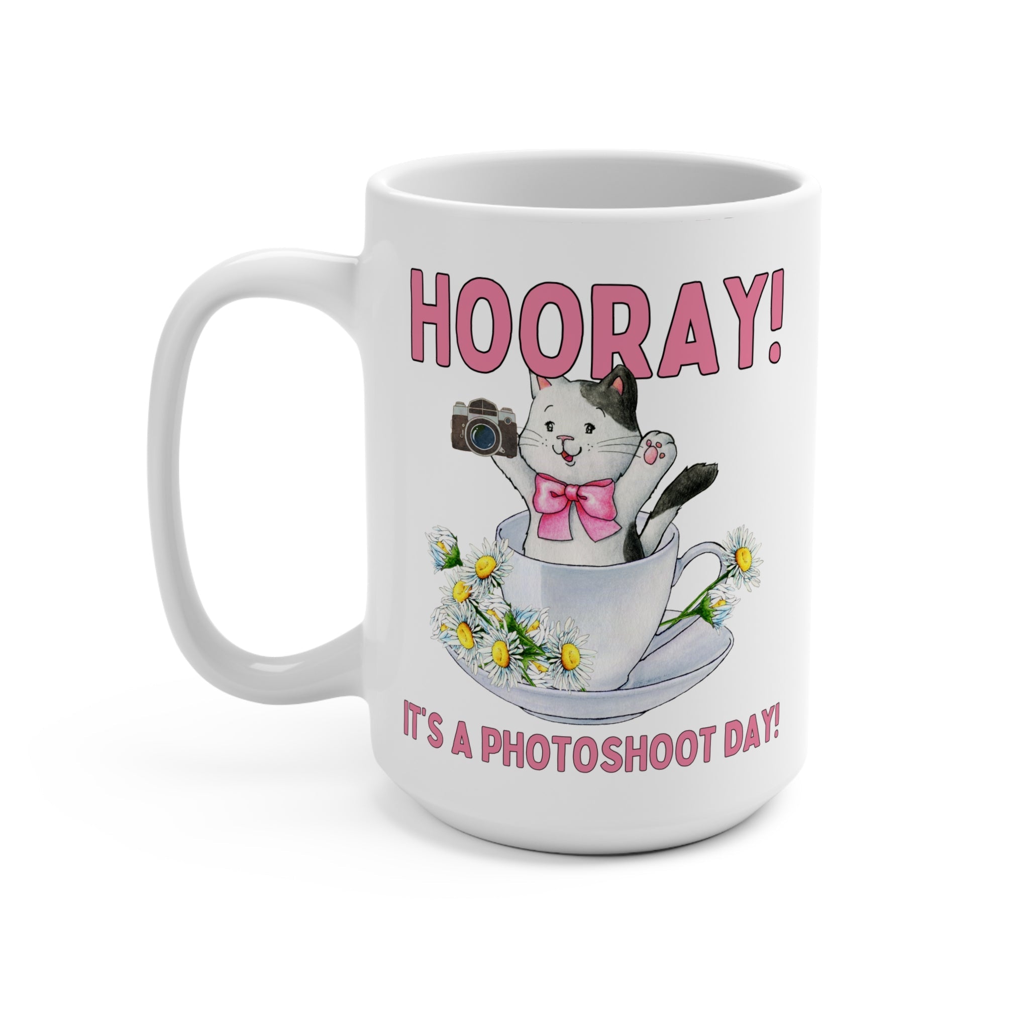 Silly Photographer Coffee Mug for Wedding Photographer Who Loves Cats: Hooray! It's a Photoshoot Day!, Cat Lover Mug for Photography Student - Opal and June