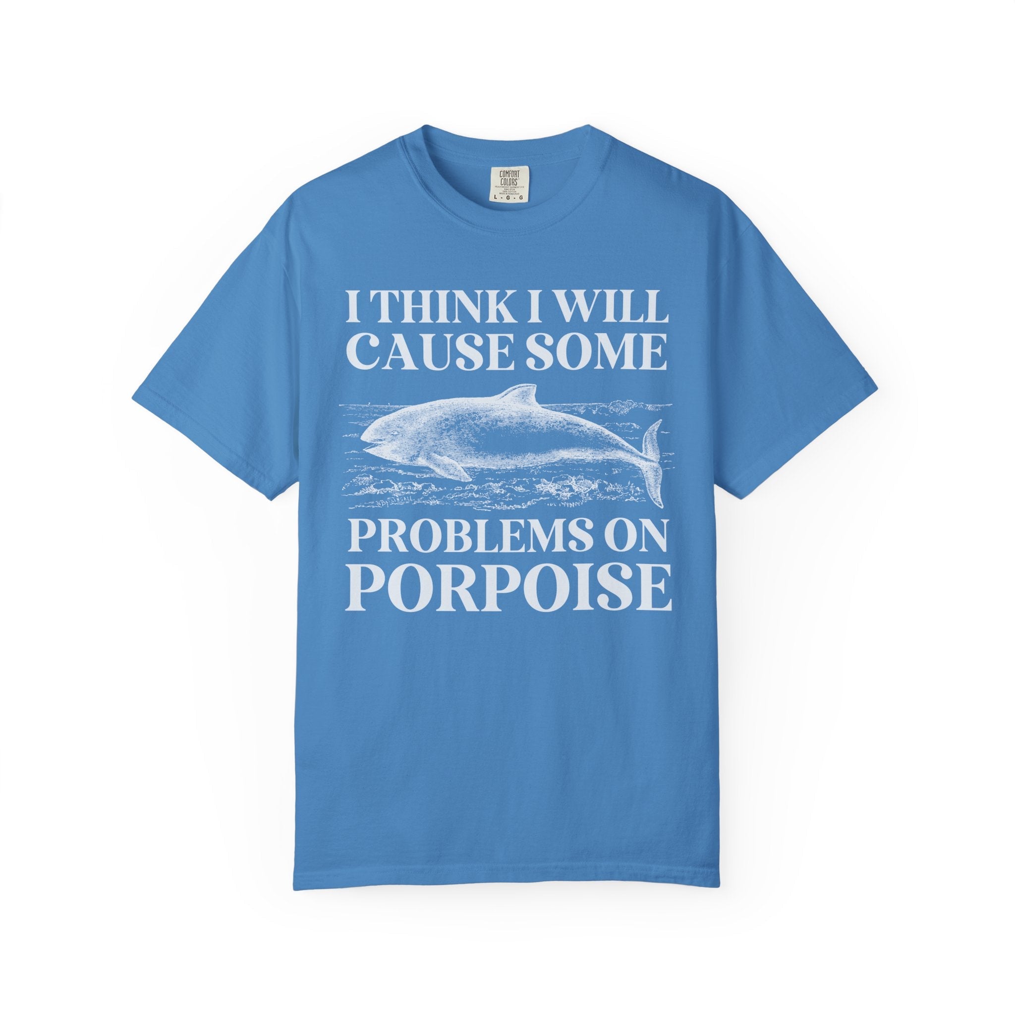 Silly Porpoise Tee Shirt with Funny Saying, Cute Vintage Aesthetic Goblincore Shirt with Ocean Animal, Animal Lover Gift, 90s Throwback Tee - Opal and June