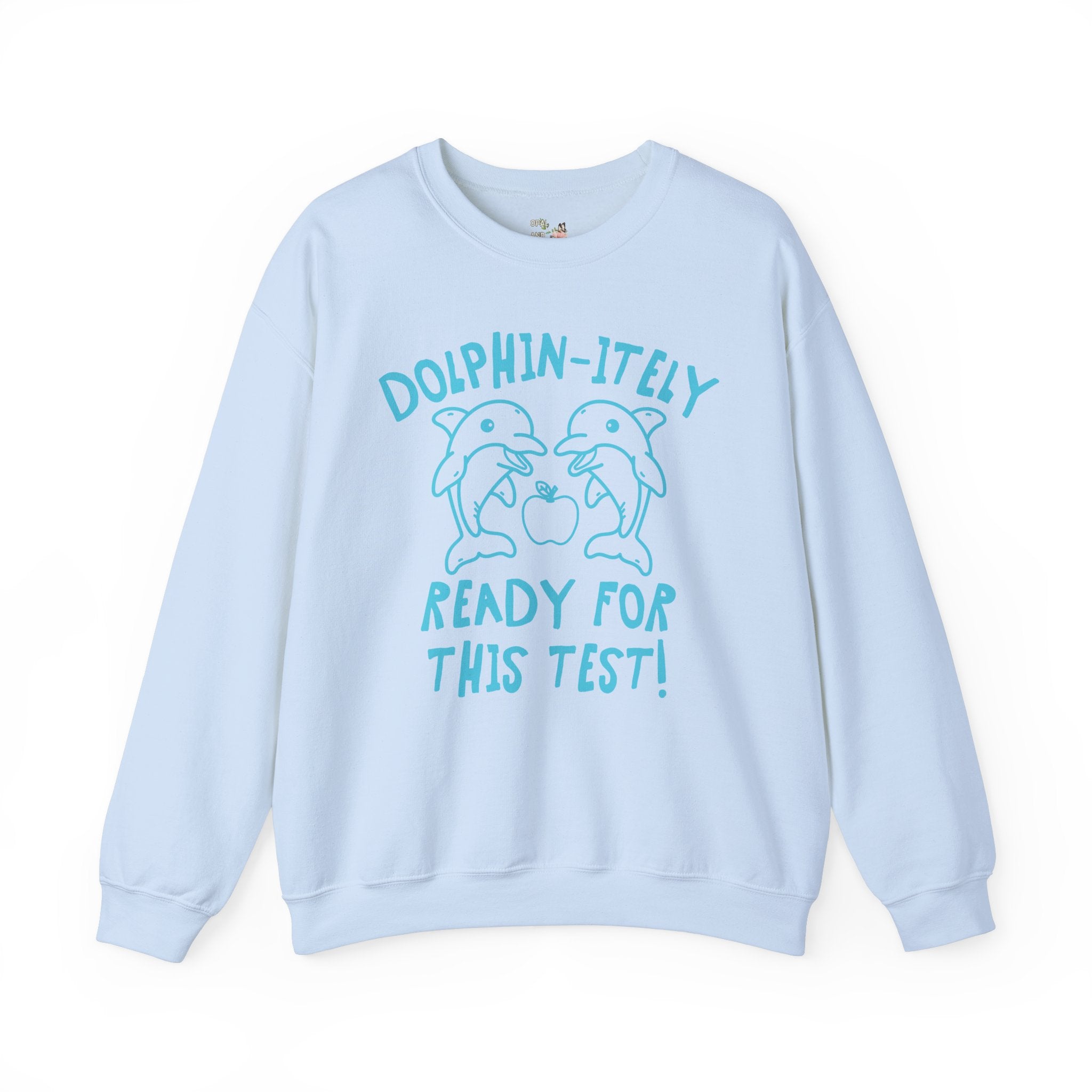 Silly Testing Day Sweatshirt, Elementary School Teacher Who Loves Dolphins, Funny Animal Lover Testing Crewneck, Matching First Grade Crew - Opal and June