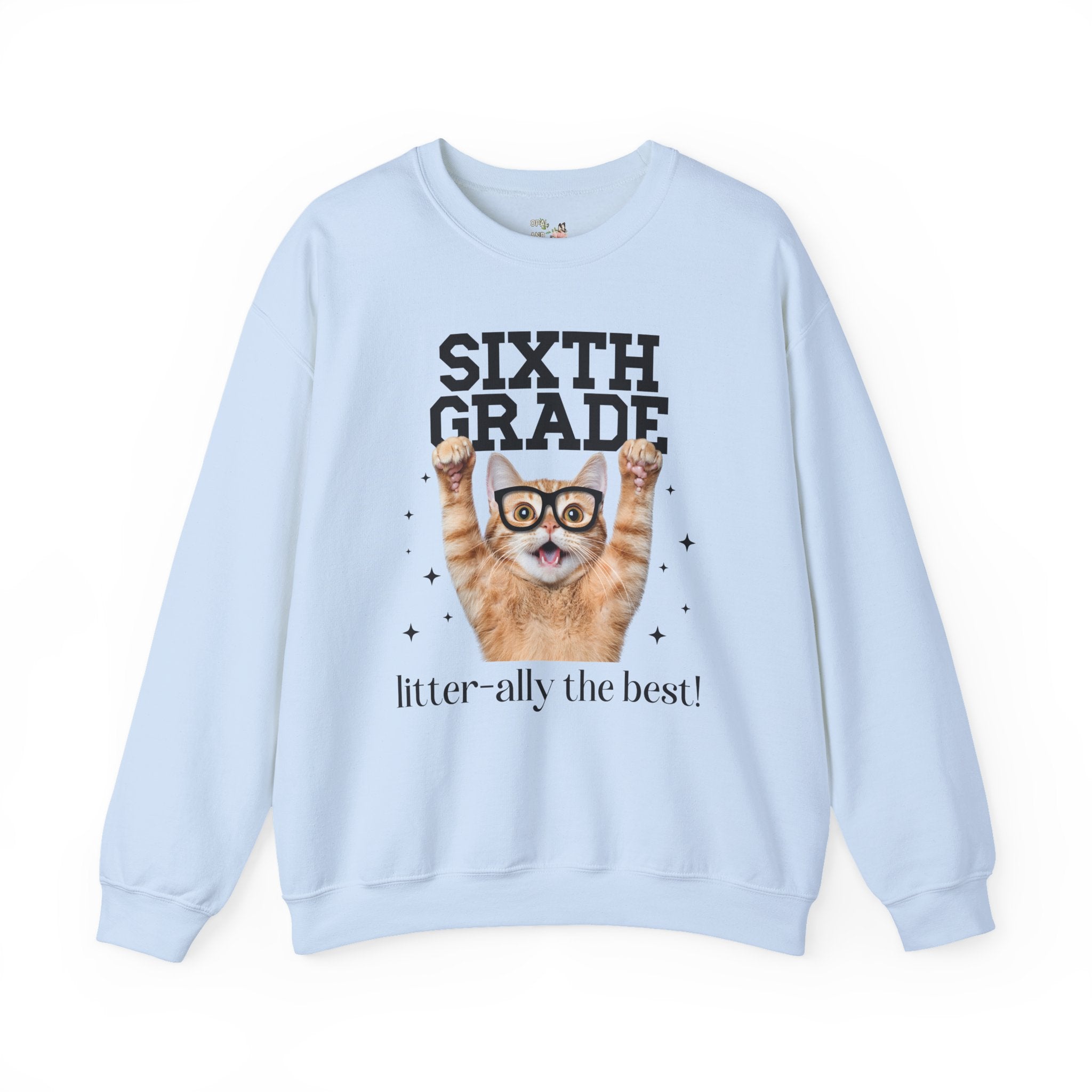 Sixth Grade Teacher Cat Lover Sweatshirt for Back to School, Funny Saying Cat Mom or Cat Dad Gift, First Day of School Teacher Team Shirt - Opal and June