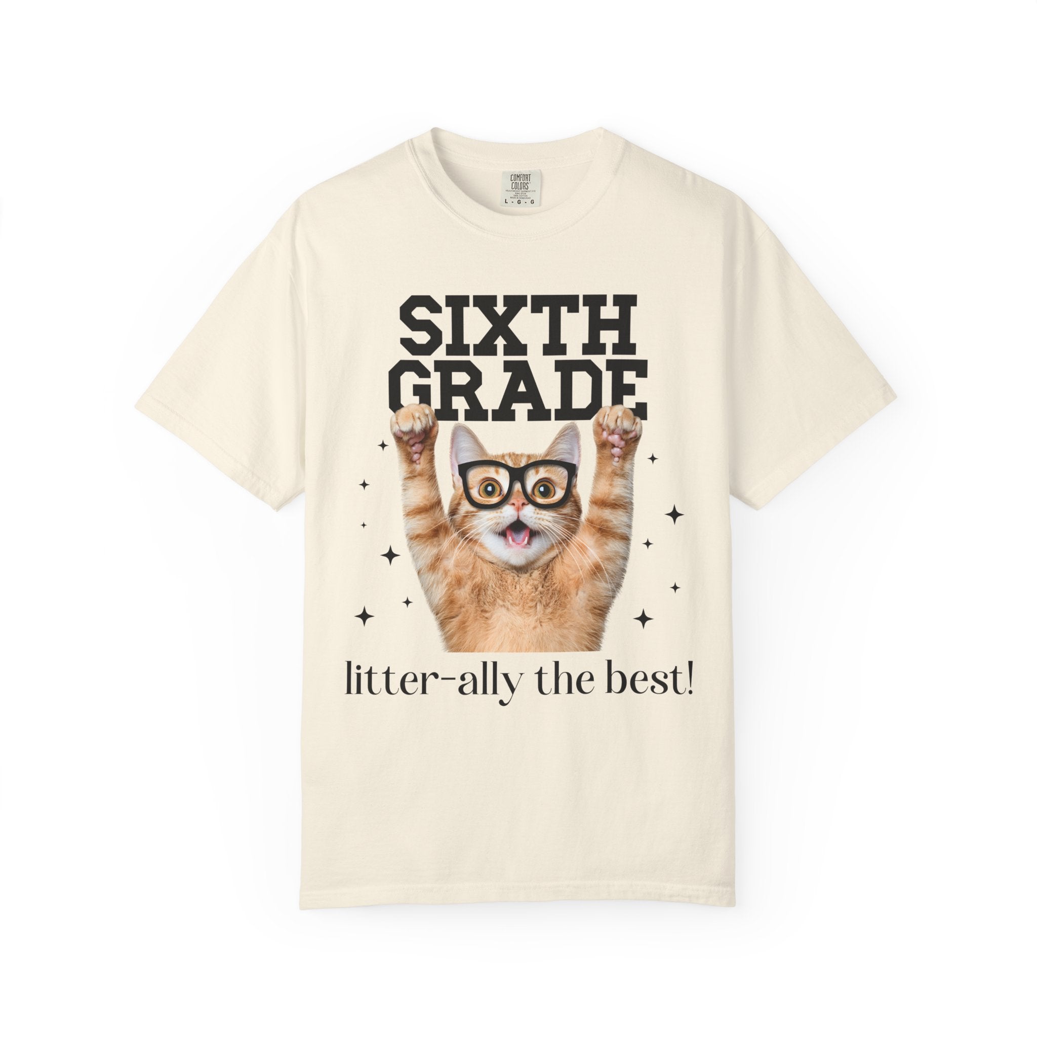 Sixth Grade Teacher Cat Lover Tee Shirt for Back to School, Funny Saying Cat Mom or Cat Dad Gift, First Day of School Teacher Team Shirt - Opal and June