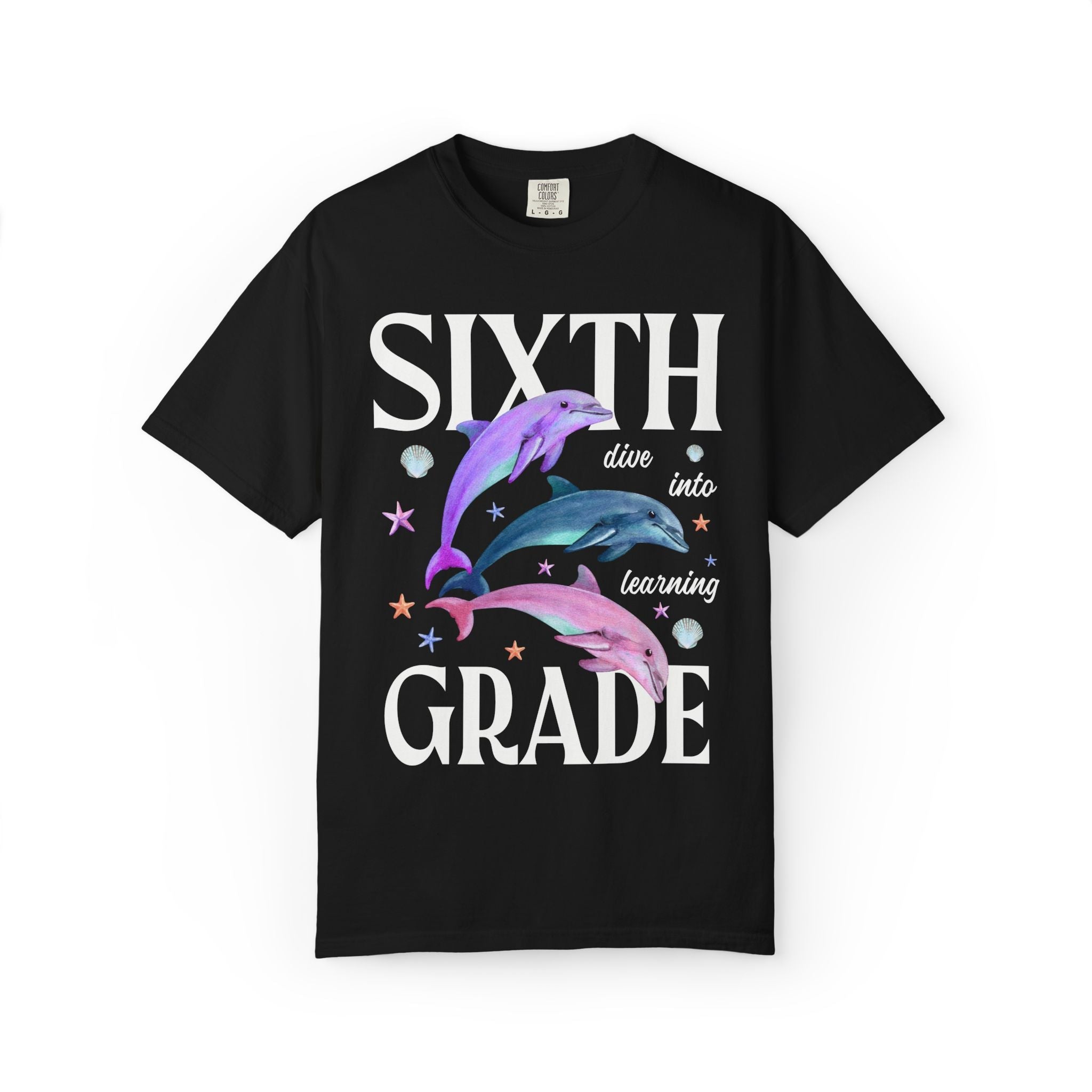 Sixth Grade Teacher Team Tee Shirt with Dolphins: Dive Into Learning - Opal and June
