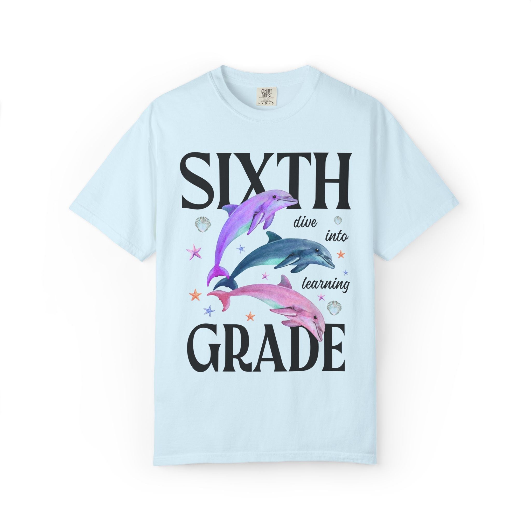 Sixth Grade Teacher Team Tee Shirt with Dolphins: Dive Into Learning - Opal and June