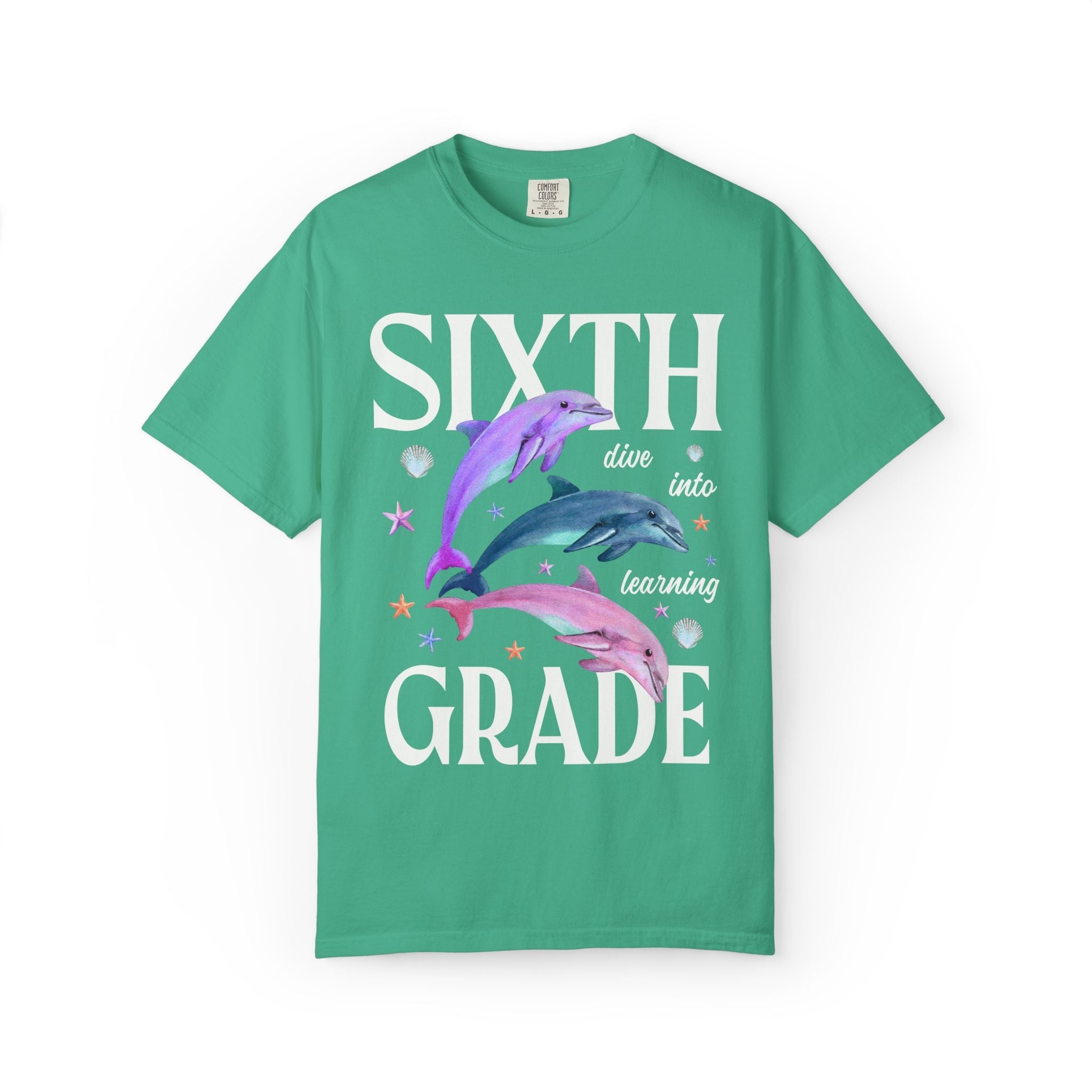 Sixth Grade Teacher Team Tee Shirt with Dolphins: Dive Into Learning - Opal and June