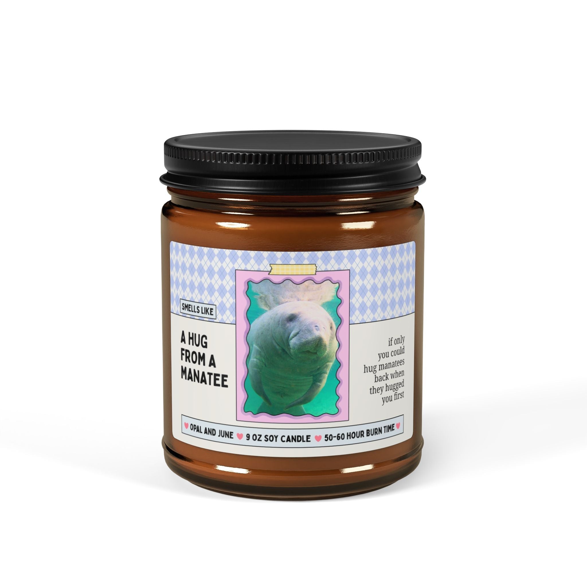 Smells Like a Hug from a Manatee 9 Oz Soy Candle - Opal and June