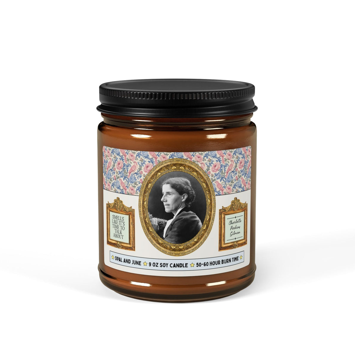 Smells Like It's Time to Talk About Charlotte Perkins Gilman: 9 Oz Soy Candle for Feminist or Book Lover, The Yellow Wallpaper - Opal and June