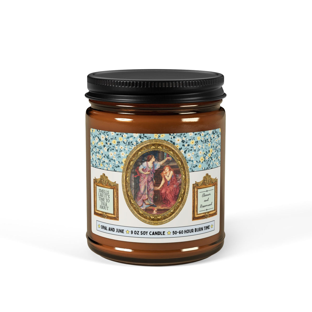 Smells Like It's Time to Talk About Eleanor and Rosamund Candle with Famous Painting: 9 Oz Soy Candle for Art Historian, English Royal History, Eleanor of Aquitaine Historian Gift - Opal and June