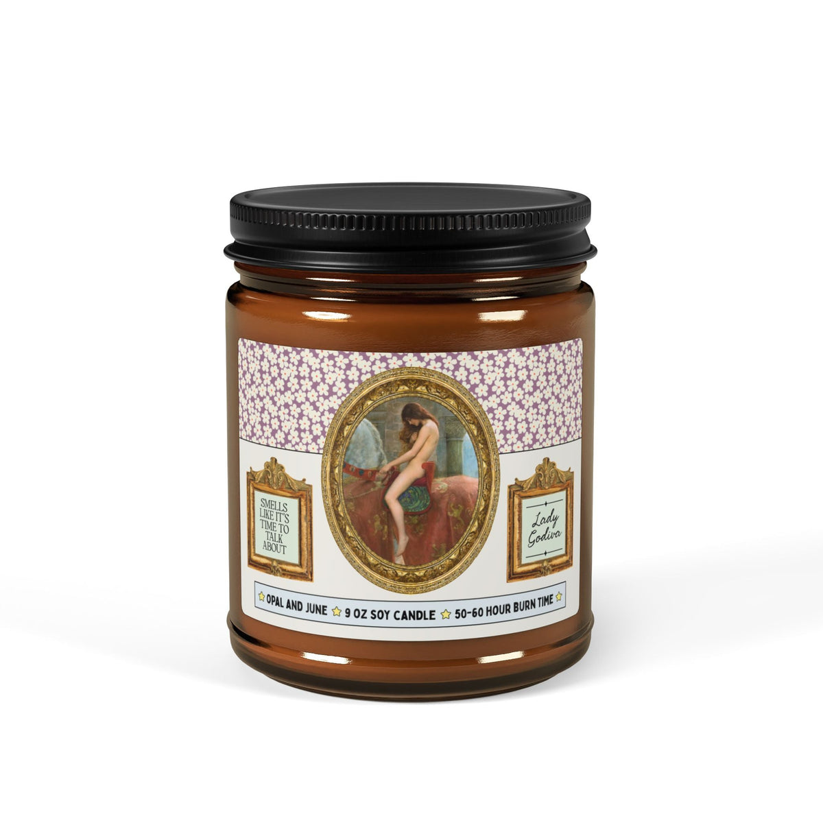 Smells Like It's Time to Talk About Lady Godiva History Buff Candle with Famous Painting: 9 Oz Soy Candle for Art Historian, Women's History Gift, Old English Anglo Saxon History Lover Gift - Opal and June