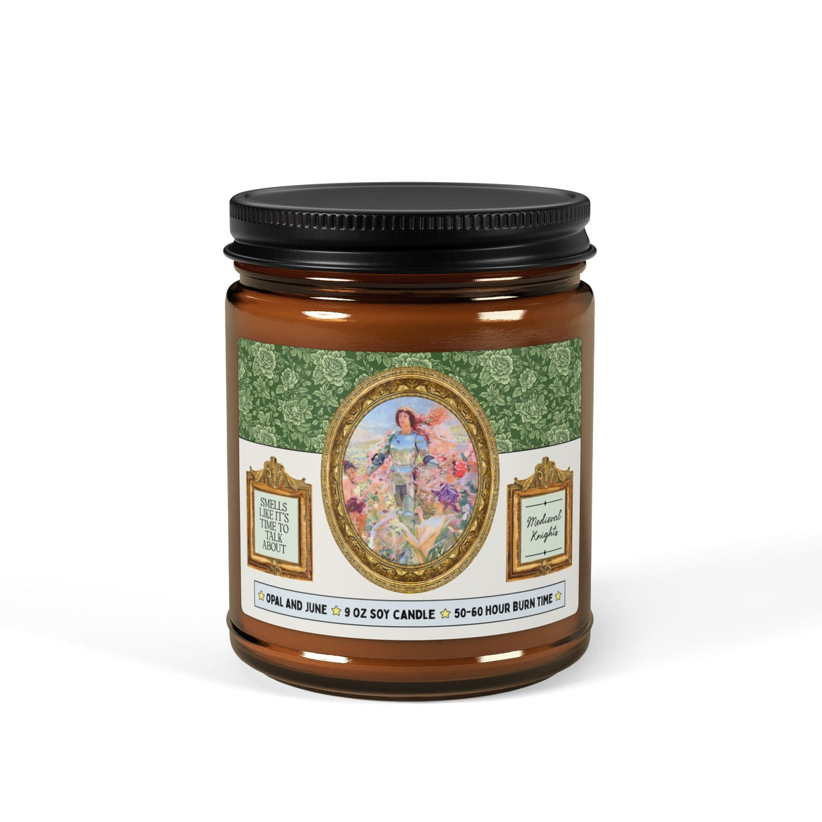 Smells Like It's Time to Talk About Medieval Knights Candle with Famous Painting: 9 Oz Soy Candle for Art Historian or Historian Who Loves the Middle Ages and Military History - Opal and June