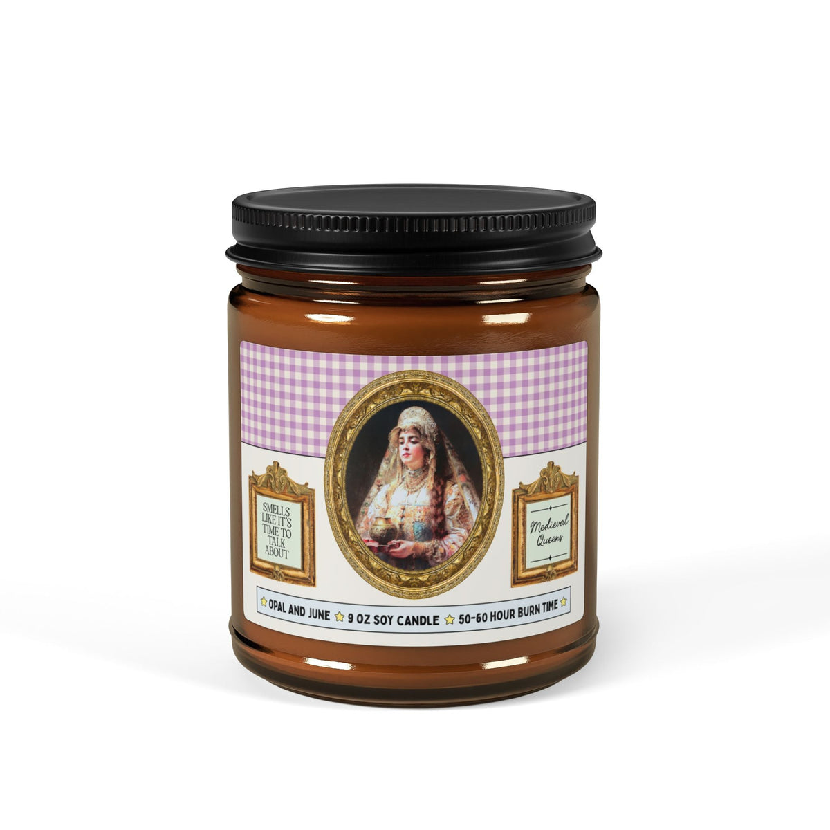 Smells Like It's Time to Talk About Medieval Queens Candle with Famous Painting: 9 Oz Soy Candle for Art Historian, Women's History Lover Gift, Royal Historian Candle - Opal and June