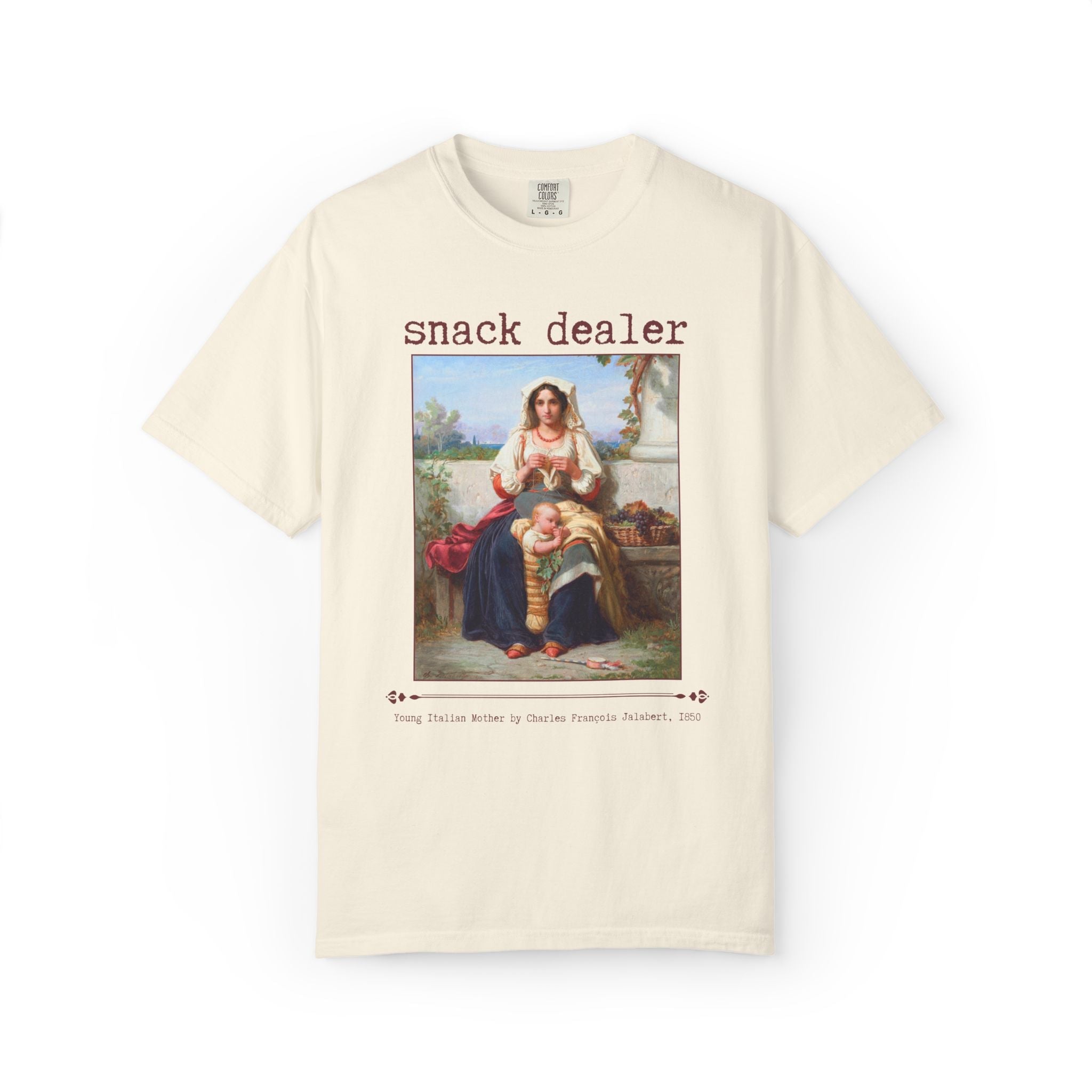 Snack Dealer Toddler Mom Tee Shirt for New Mom, Silly Mother's Day T-Shirt for Mom with Young Kids, Famous Painting by Charles Jalabert - Opal and June