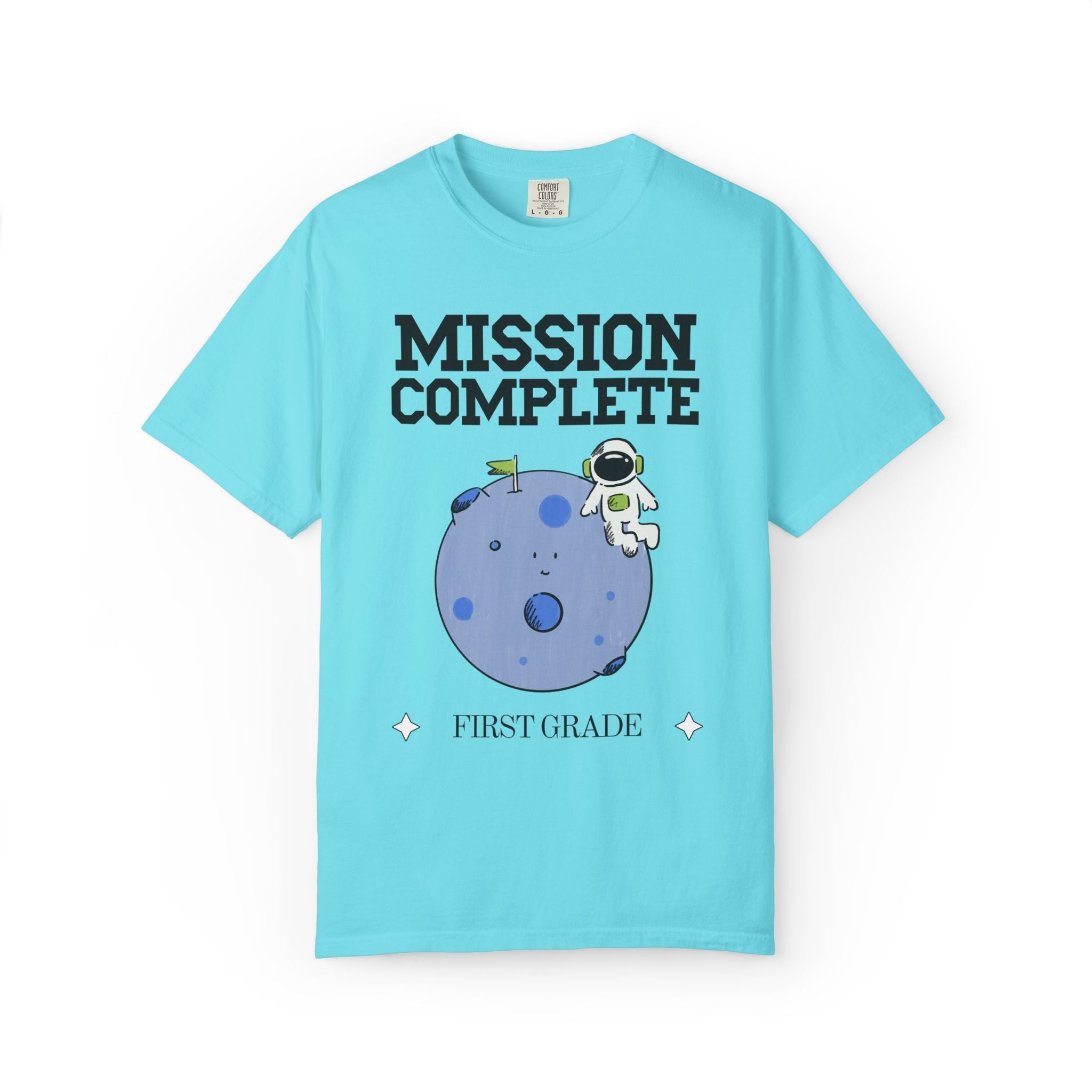 Space Last Day of School Matching Teacher T-Shirt for End of School Year, Cute and Nostalgic Middle School Office Staff Tee with Moon - Opal and June