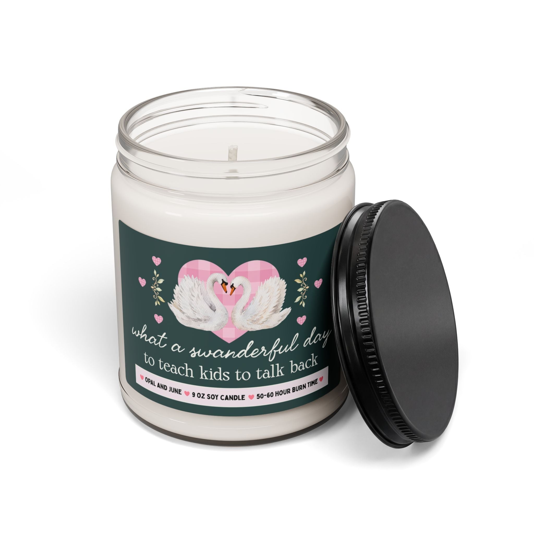 Speech Therapist SLP Gift, Candle with Swans: What a Swanderful Day to Teach Kids to Talk Back, 9 Oz Candle, Speech Therapy Graduation Gift - Opal and June