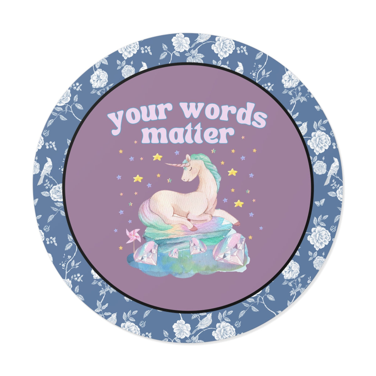 Speech Therapist Sticker with Whimsical Unicorn and Flowers: Your Words Matter, Cute SLP Speech Language Pathologist Sticker - Opal and June