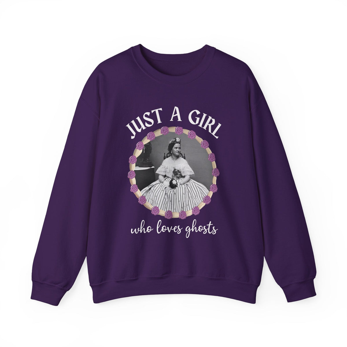 Spooky American History Crewneck for Professor: Just A Girl Who Loves Ghosts | Mary Todd Lincoln Shirt, Funny Spooky Season, Social Studies - Opal and June