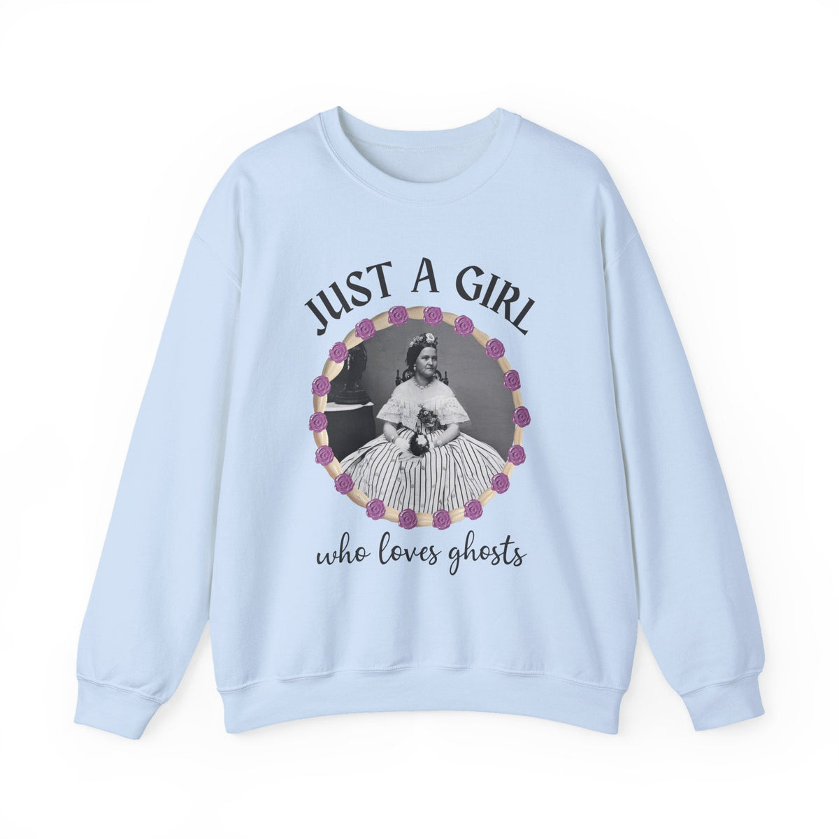 Spooky American History Crewneck for Professor: Just A Girl Who Loves Ghosts | Mary Todd Lincoln Shirt, Funny Spooky Season, Social Studies - Opal and June