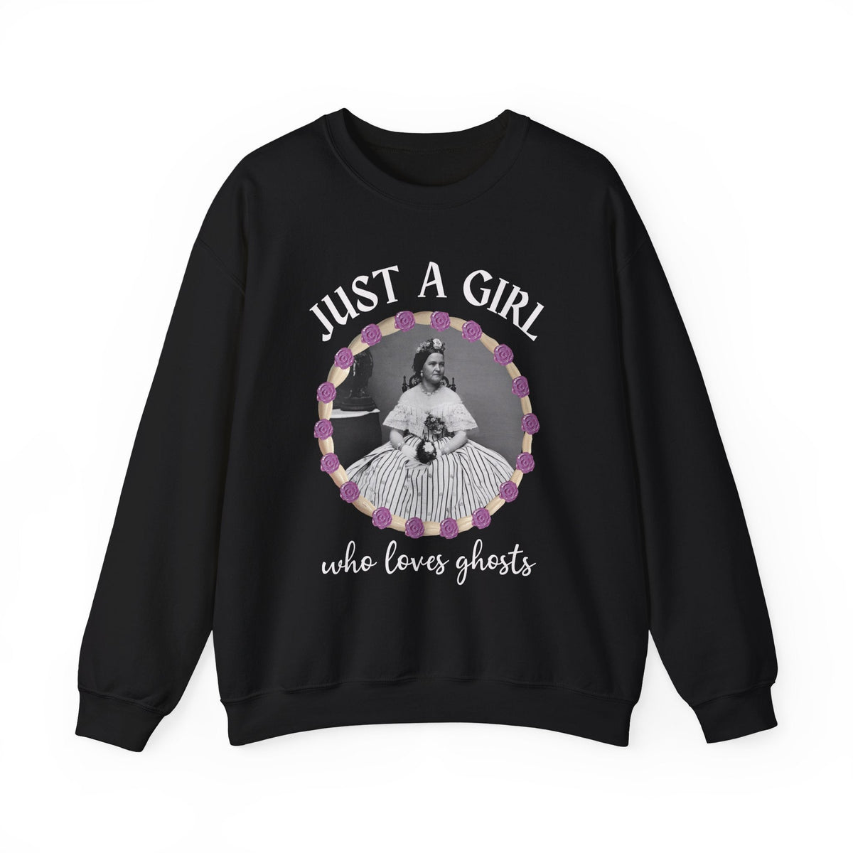 Spooky American History Crewneck for Professor: Just A Girl Who Loves Ghosts | Mary Todd Lincoln Shirt, Funny Spooky Season, Social Studies - Opal and June